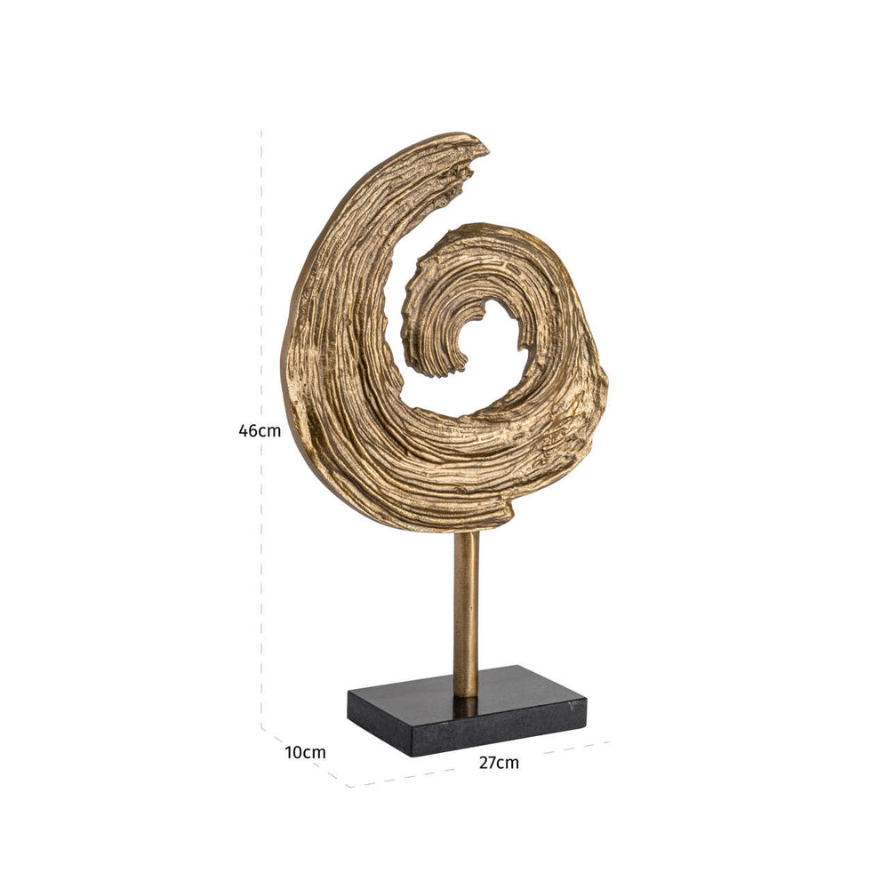 Obiect decorativ Swirl, alamă antichizată – desen tehnic cu dimensiuni