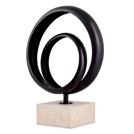 Obiect Elena, finisaj bronz cu reflexe, travertin