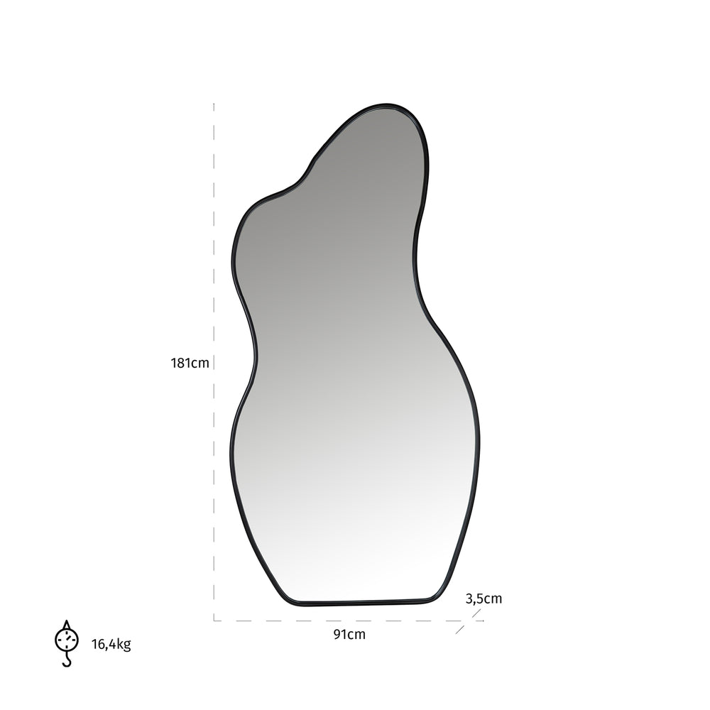 Oglindă Aldon, negru – desen tehnic cu dimensiuni