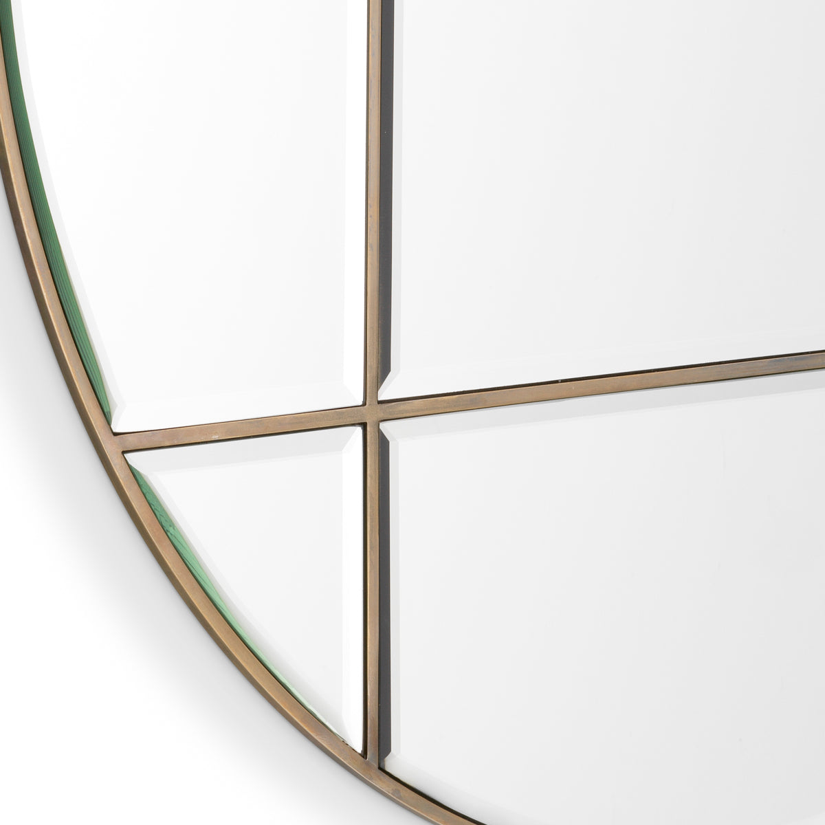 Oglindă Beaumont rotundă, finisaj alamă vintage