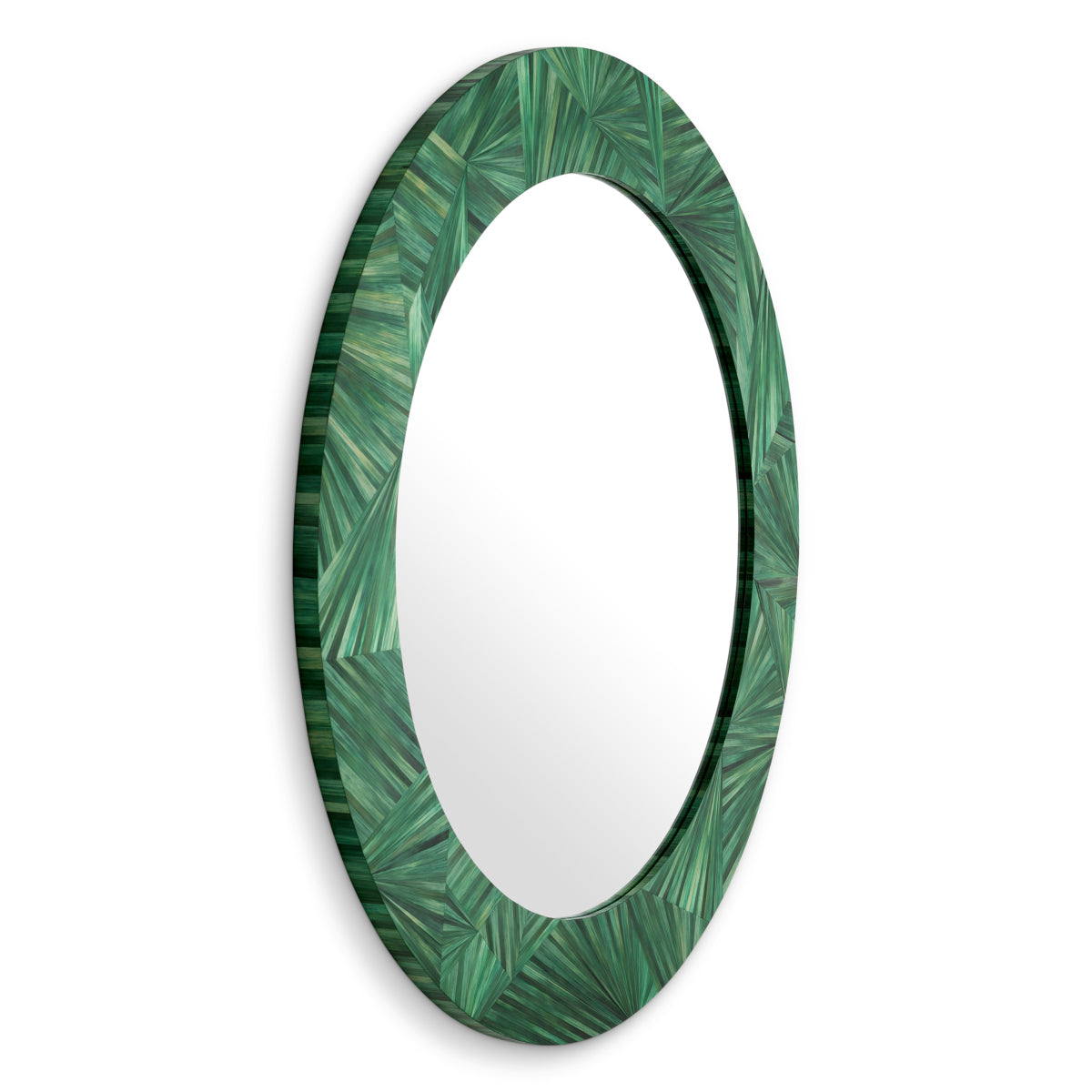 Oglindă Cassara, marchetărie din paie, verde