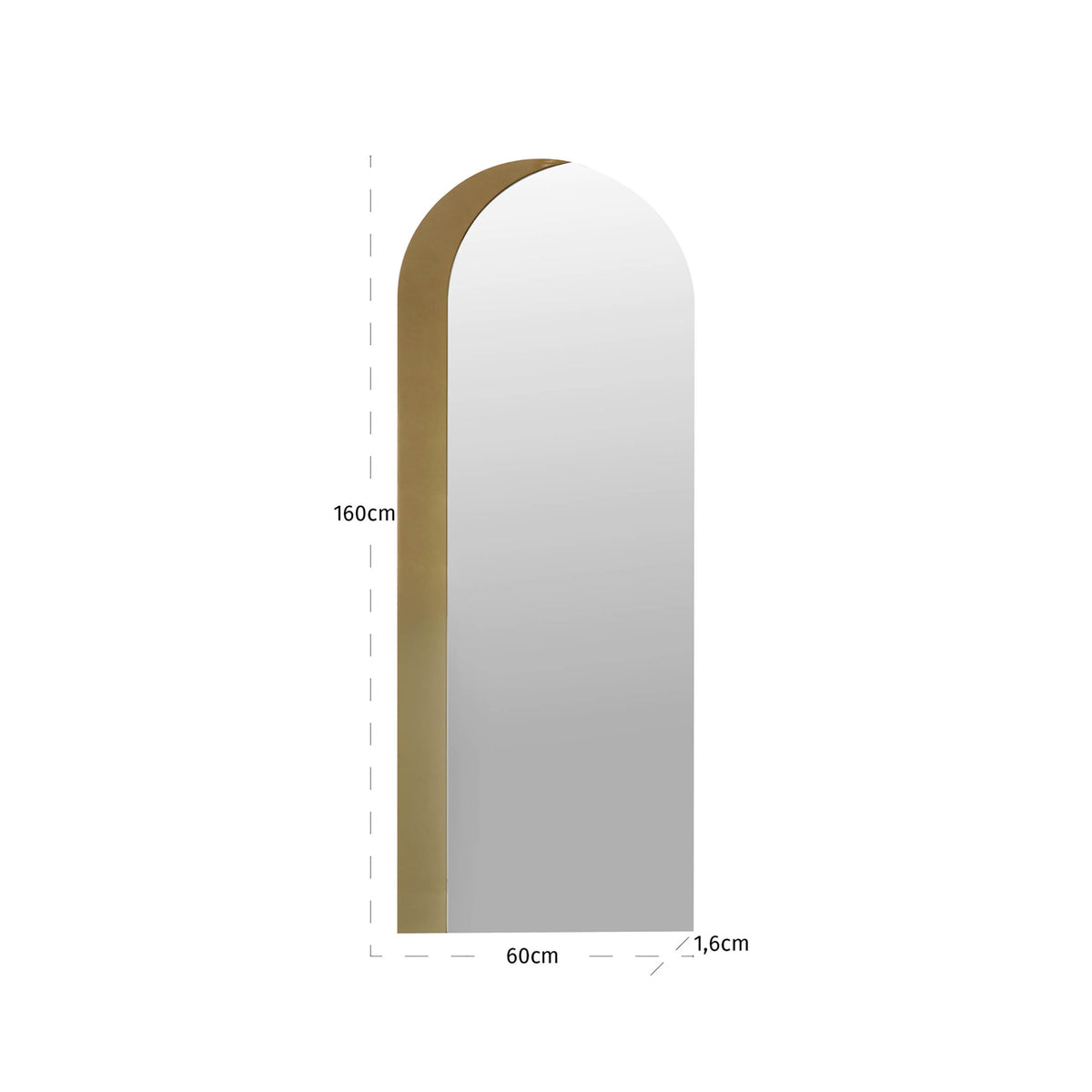 Oglindă Draven, auriu champagne – desen tehnic cu dimensiuni