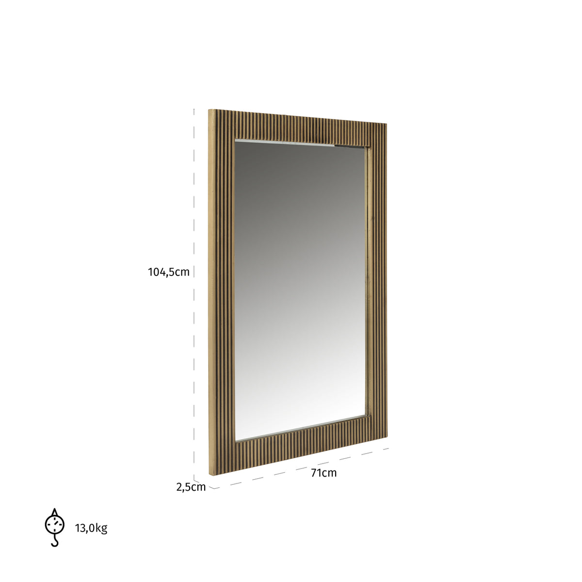 Oglindă Ironville, auriu – desen tehnic cu dimensiuni