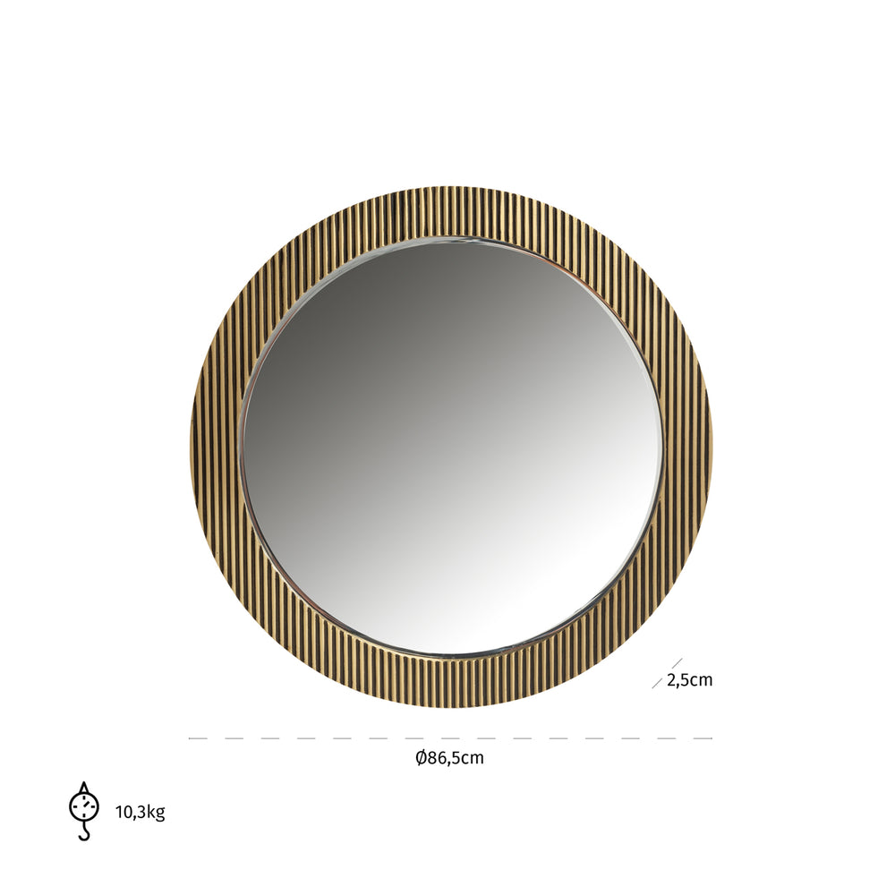 Oglindă Ironville, auriu, Ø 86 cm – desen tehnic cu dimensiuni