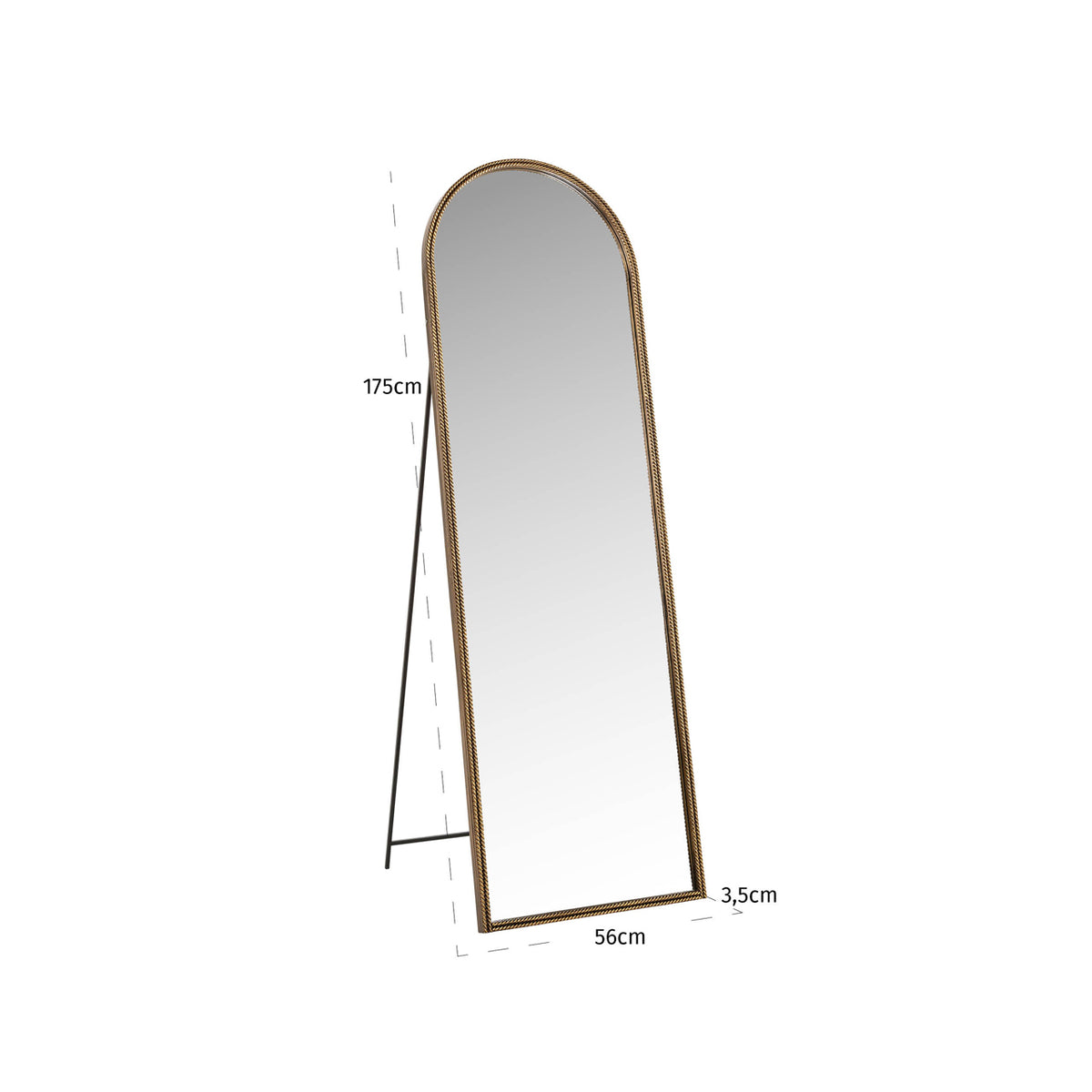 Oglindă Laurine, auriu – desen tehnic cu dimensiuni