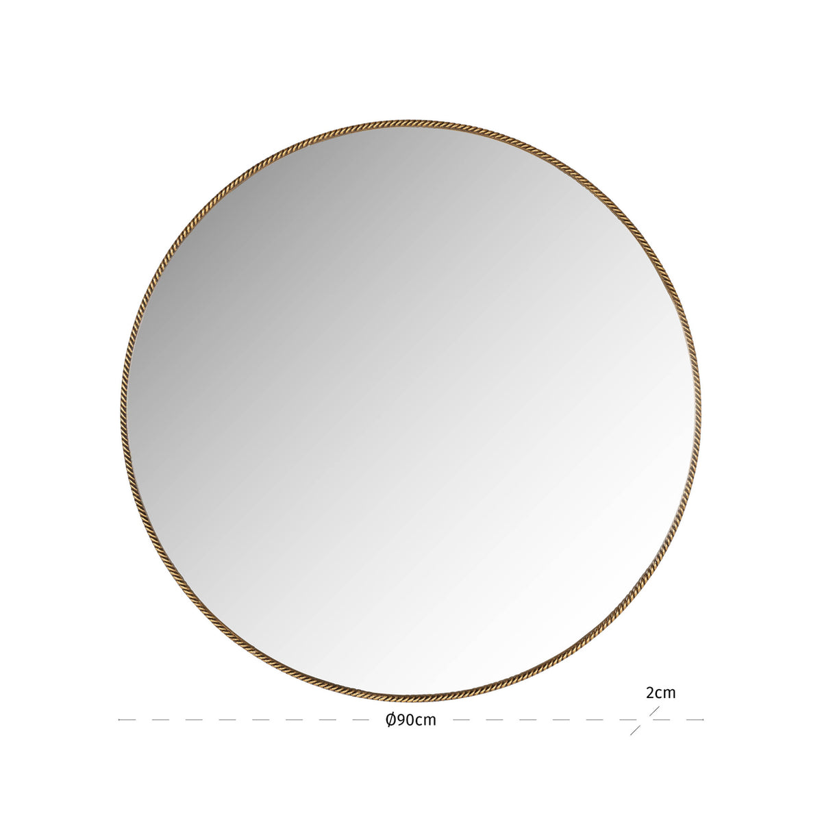 Oglindă Lavinia, auriu, Ø 90 cm – desen tehnic cu dimensiuni