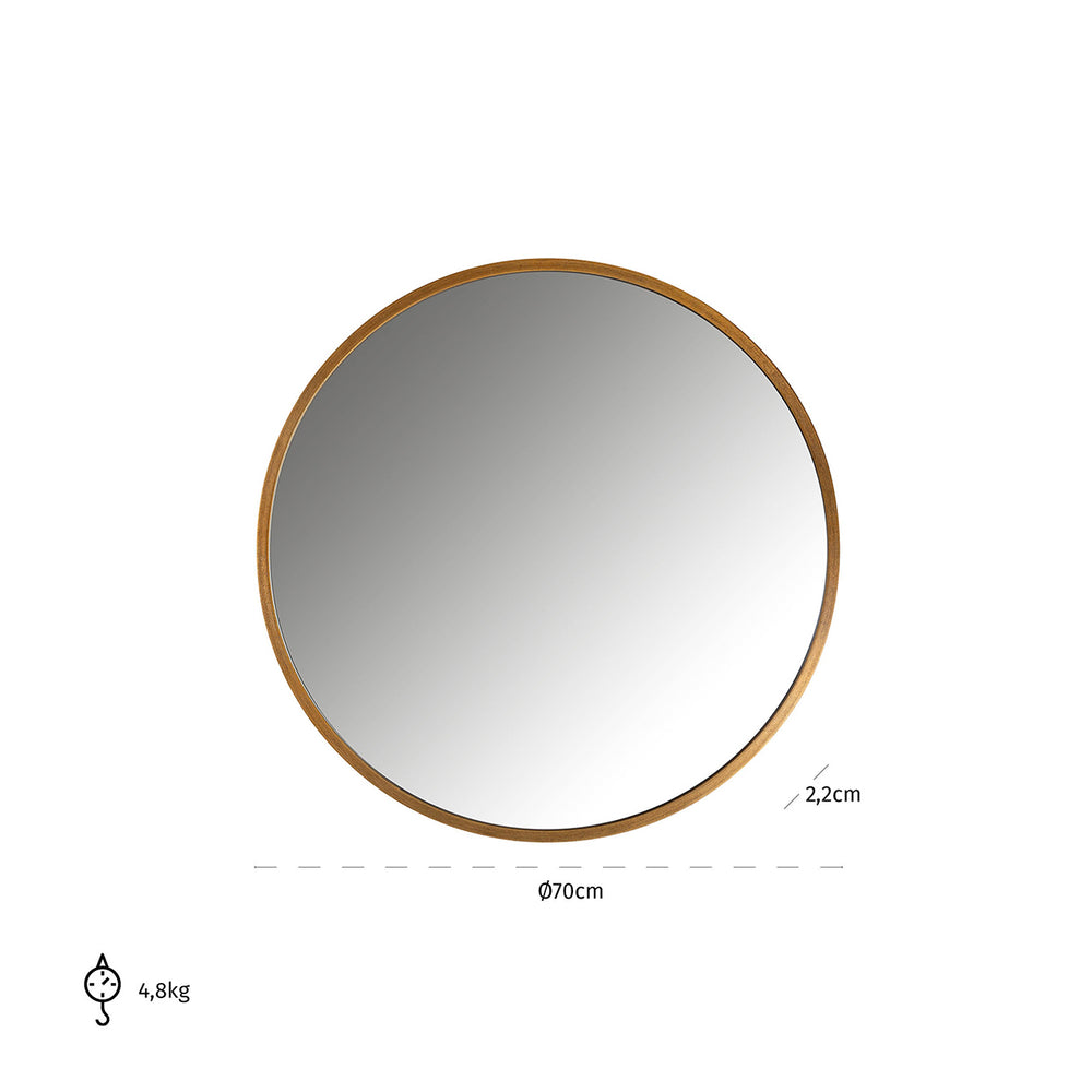 Oglindă Maeron, auriu, Ø 70 cm – desen tehnic cu dimensiuni