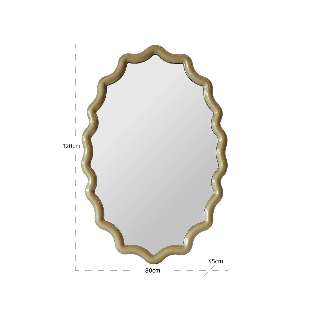 Oglindă Morgan, auriu champagne – desen tehnic cu dimensiuni
