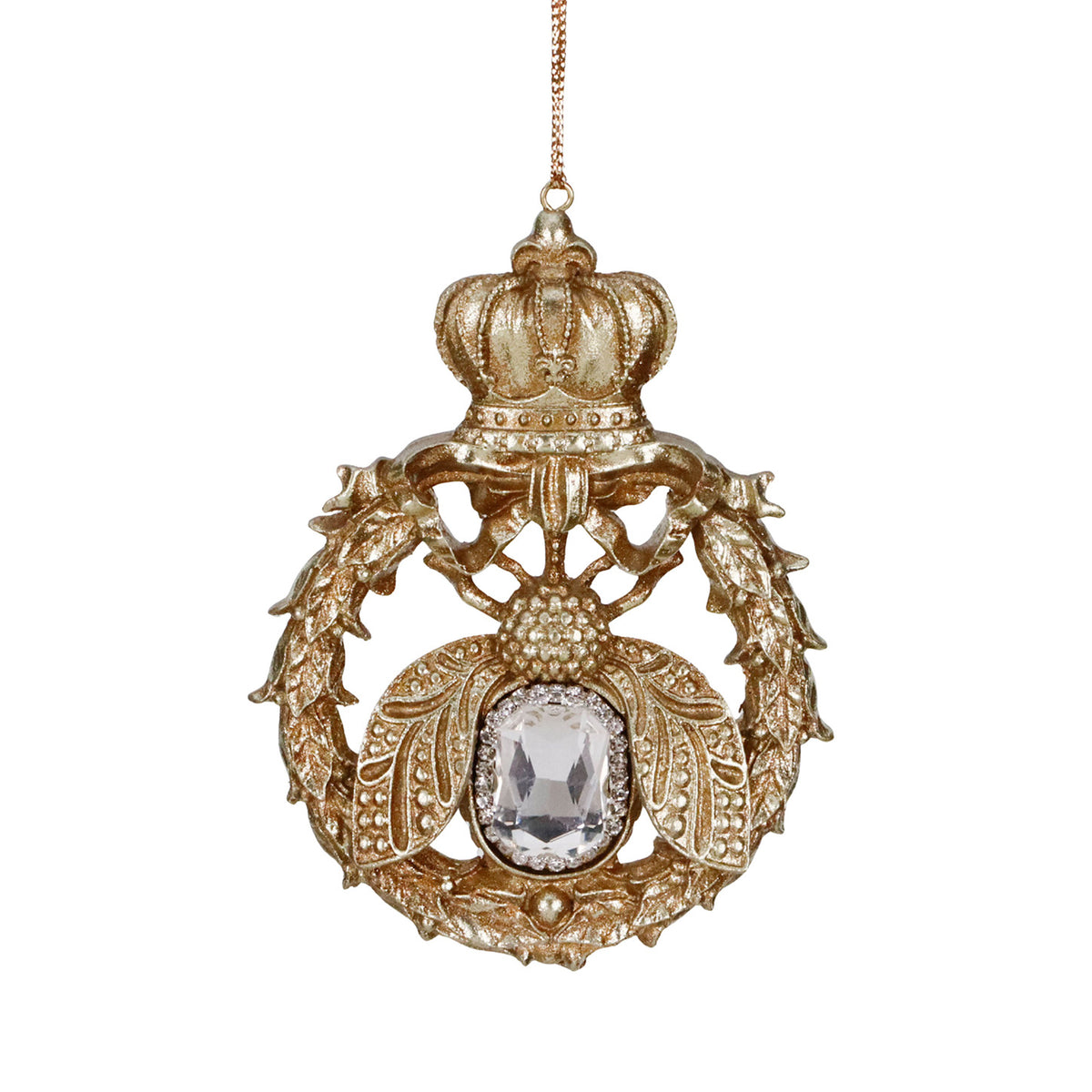 Ornament albină regală de agățat, auriu/transparent, 13,5 cm