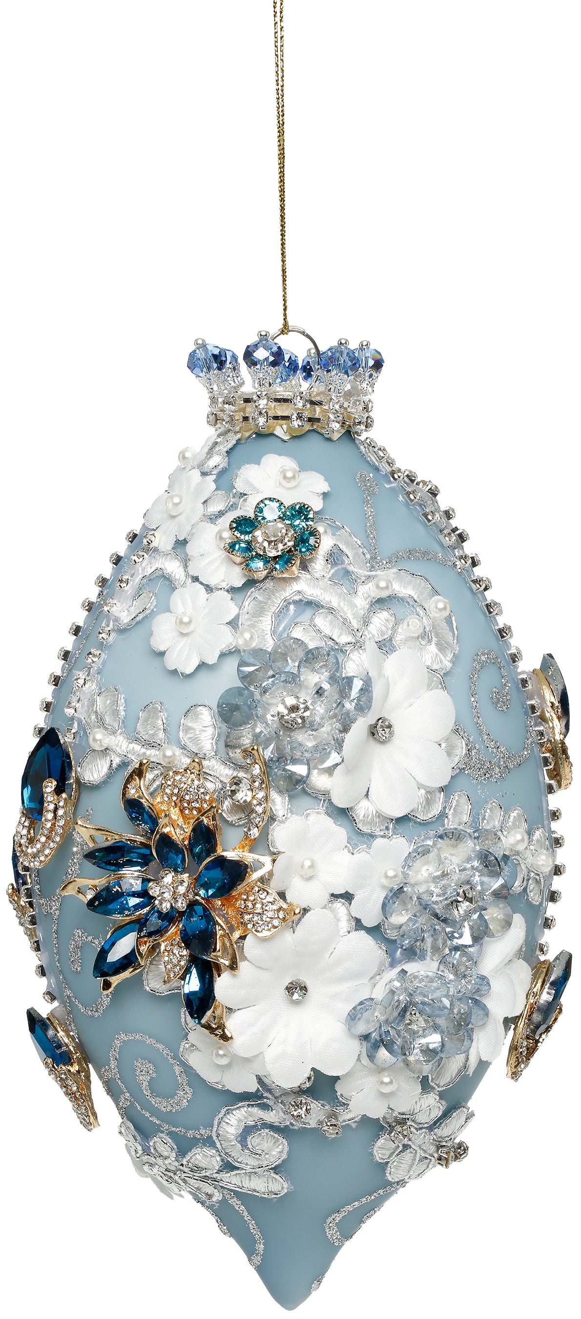 Ornament alungit tip vârf Kings Jewel, albastru, 20 cm