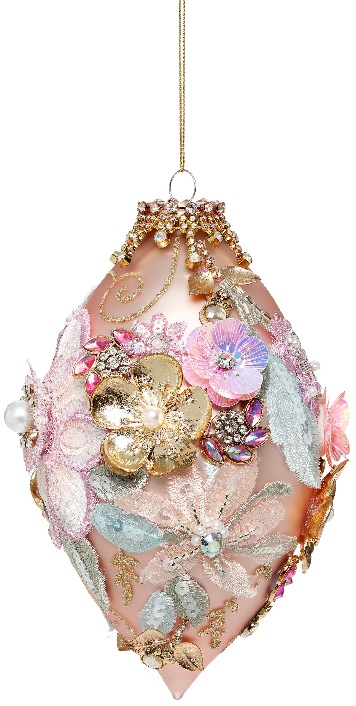 Ornament alungit tip vârf Kings Jewel, roz, 20 cm