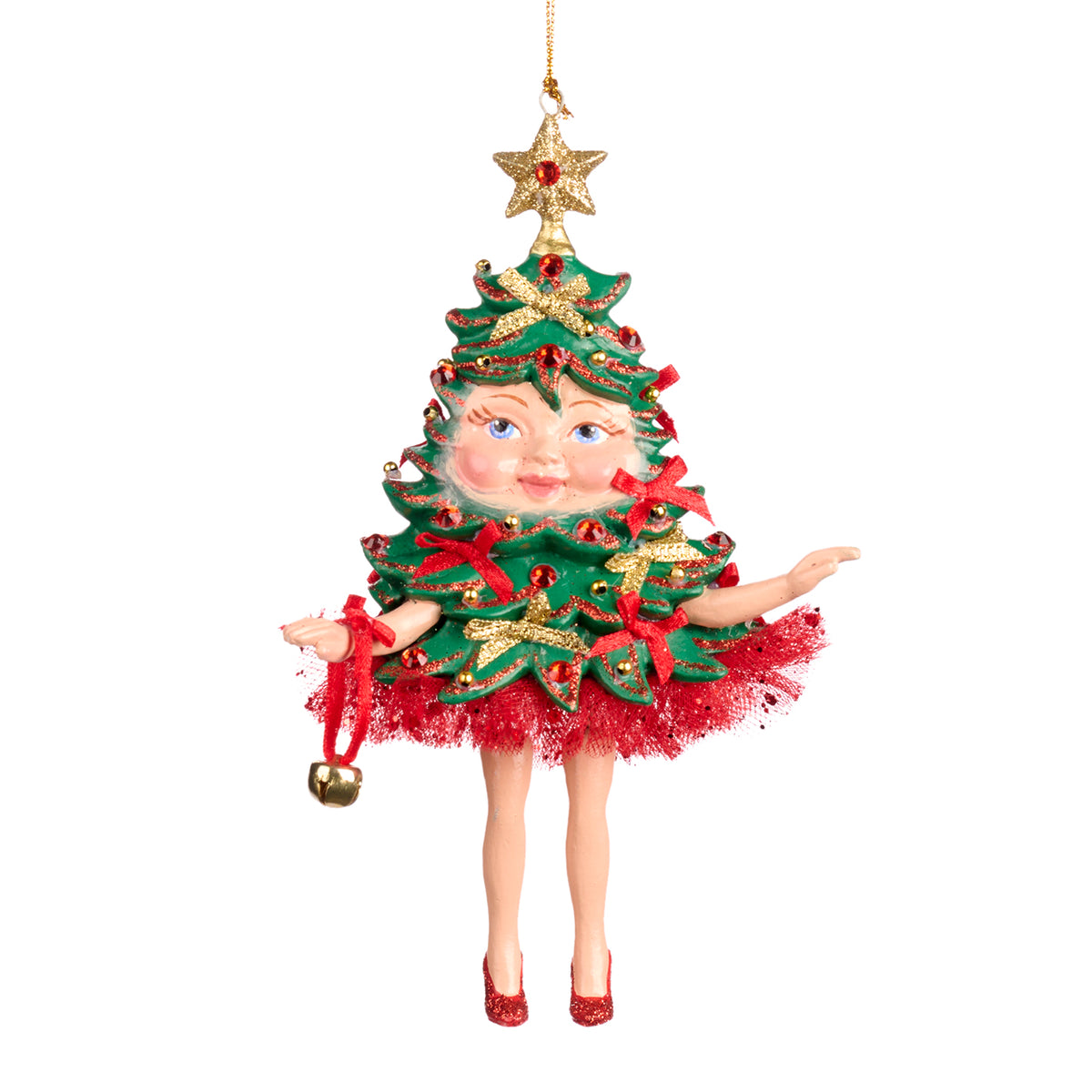 Ornament brad de Crăciun, roșu/verde, 17 cm