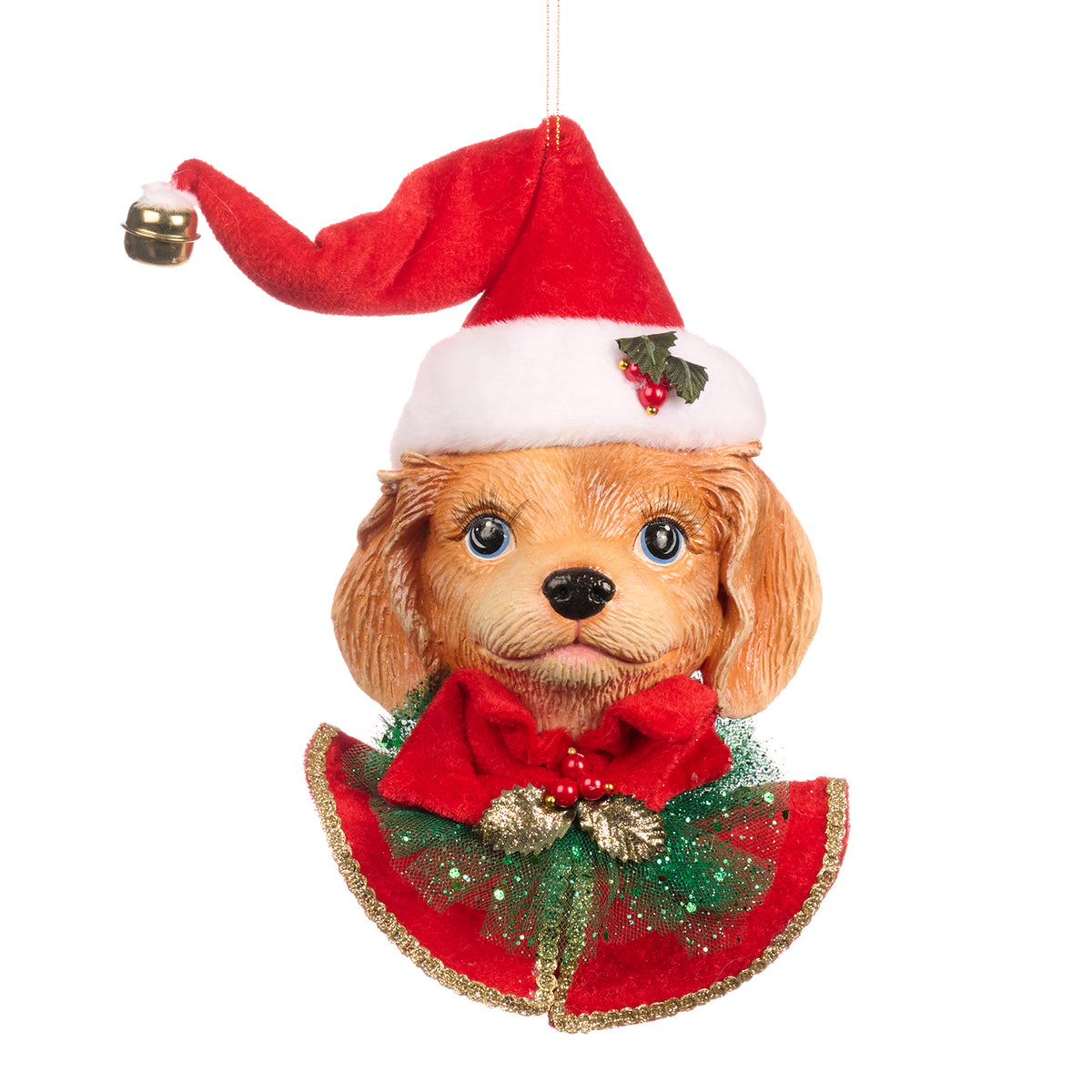 Ornament cap de câine de Crăciun, roșu/maro, 24 cm