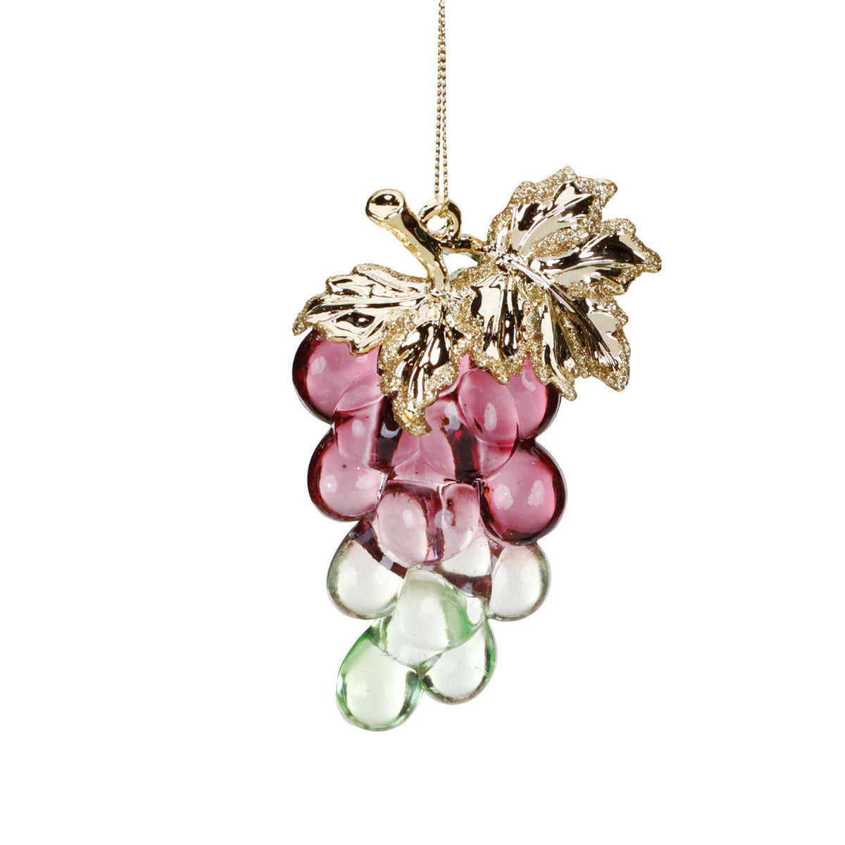 Ornament ciorchine de struguri cu sclipici și degrade, mov/verde/auriu, 10 cm