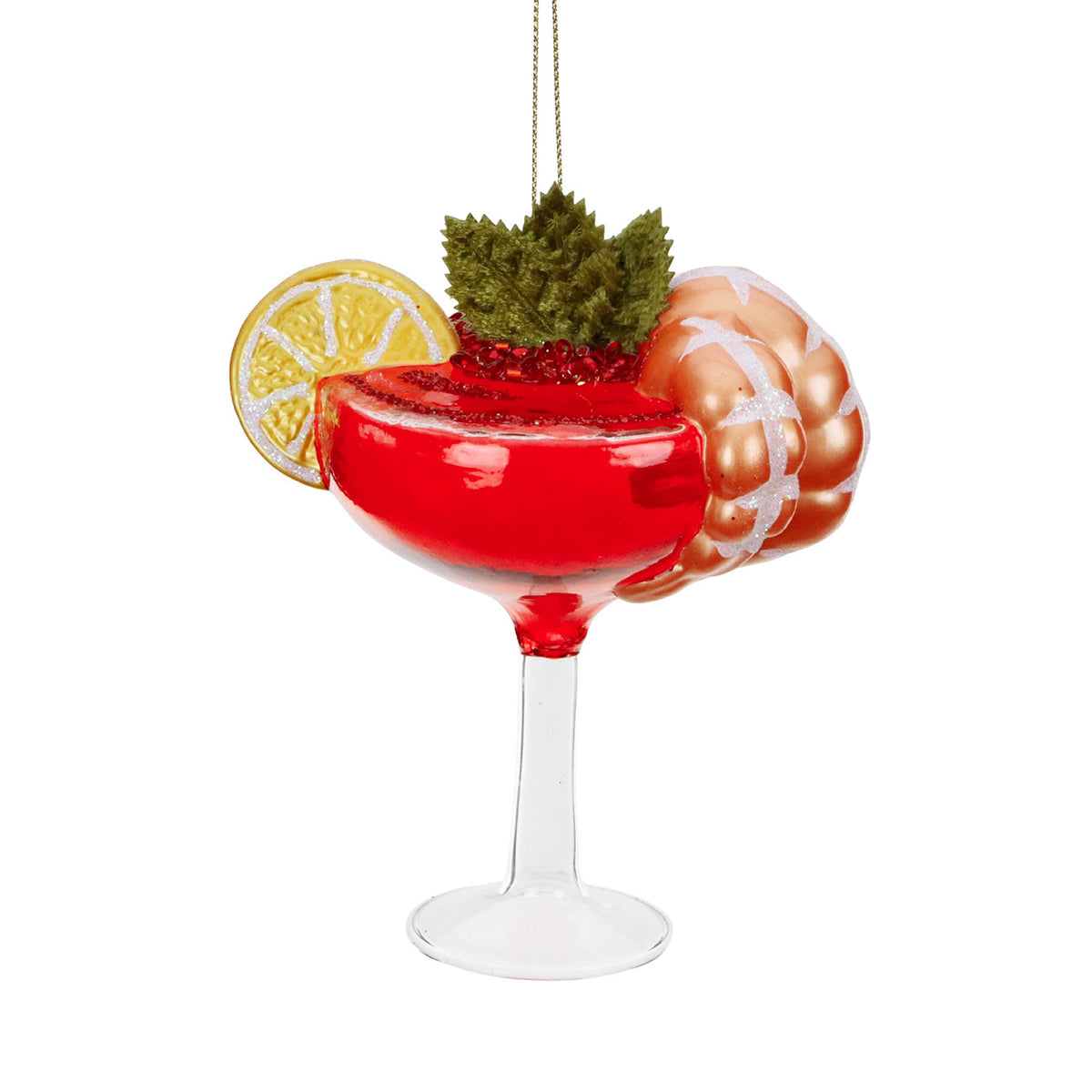 Ornament cocktail de creveți din sticlă, roșu/portocaliu, 11,5 cm