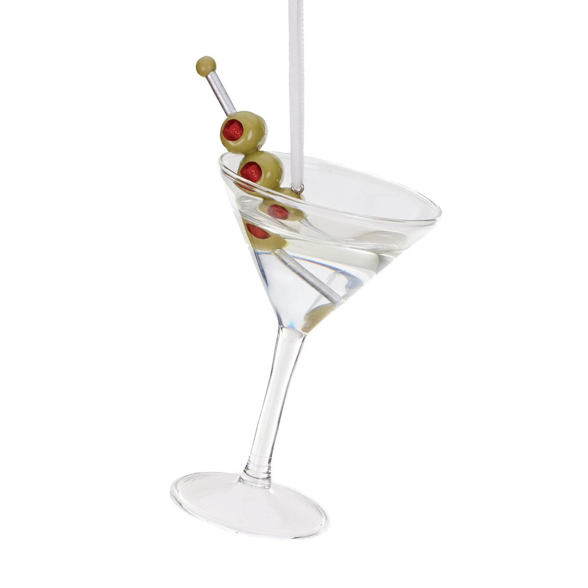 Ornament cocktail Martini din sticlă, transparent/verde, 15 cm