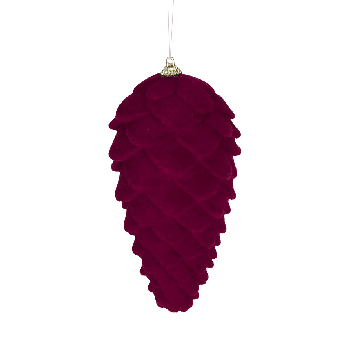 Ornament con de brad înzăpezit, burgund, 18 cm