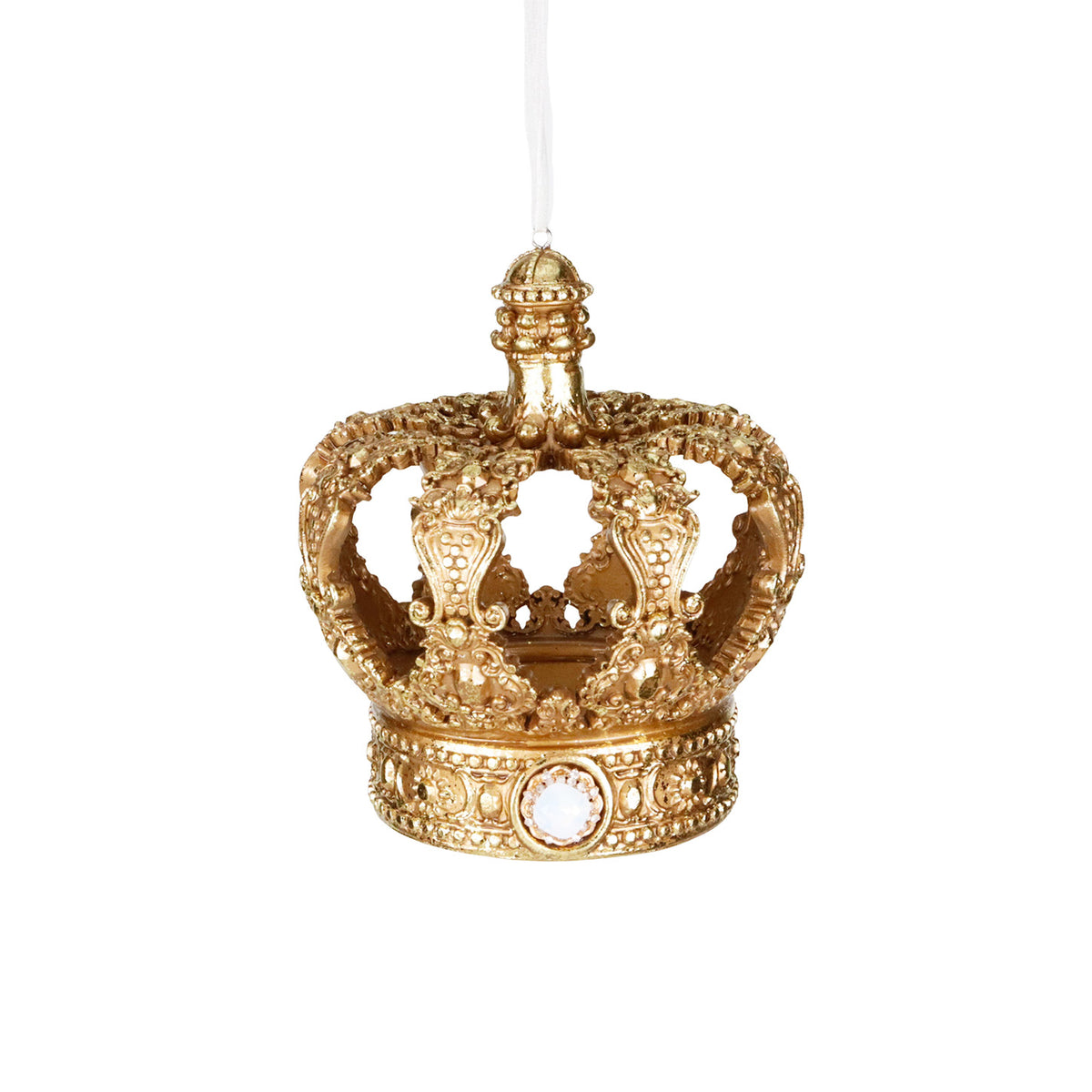 Ornament coroană deschisă cu pietre, auriu, 14 cm