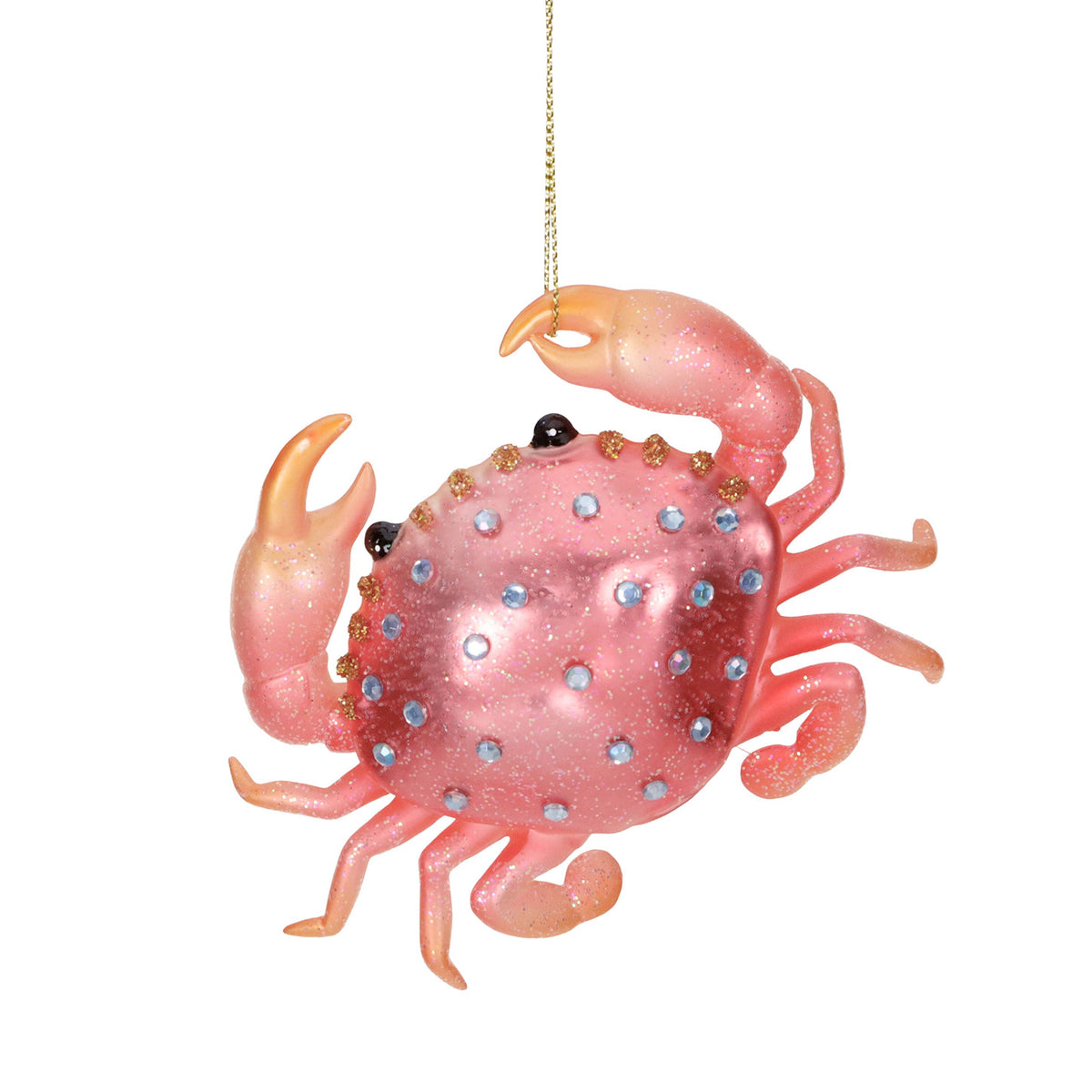 Ornament crab cu pietre din sticlă, roșu/portocaliu, 11,5 cm
