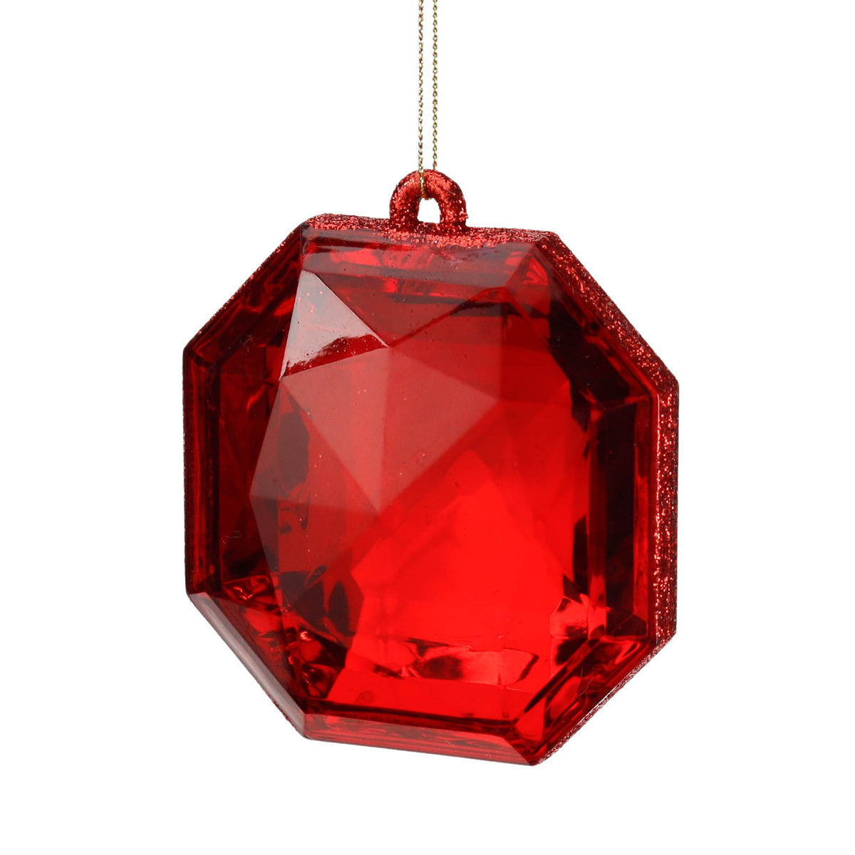 Ornament de Crăciun cu pietre fațetate, roșu, 10 cm