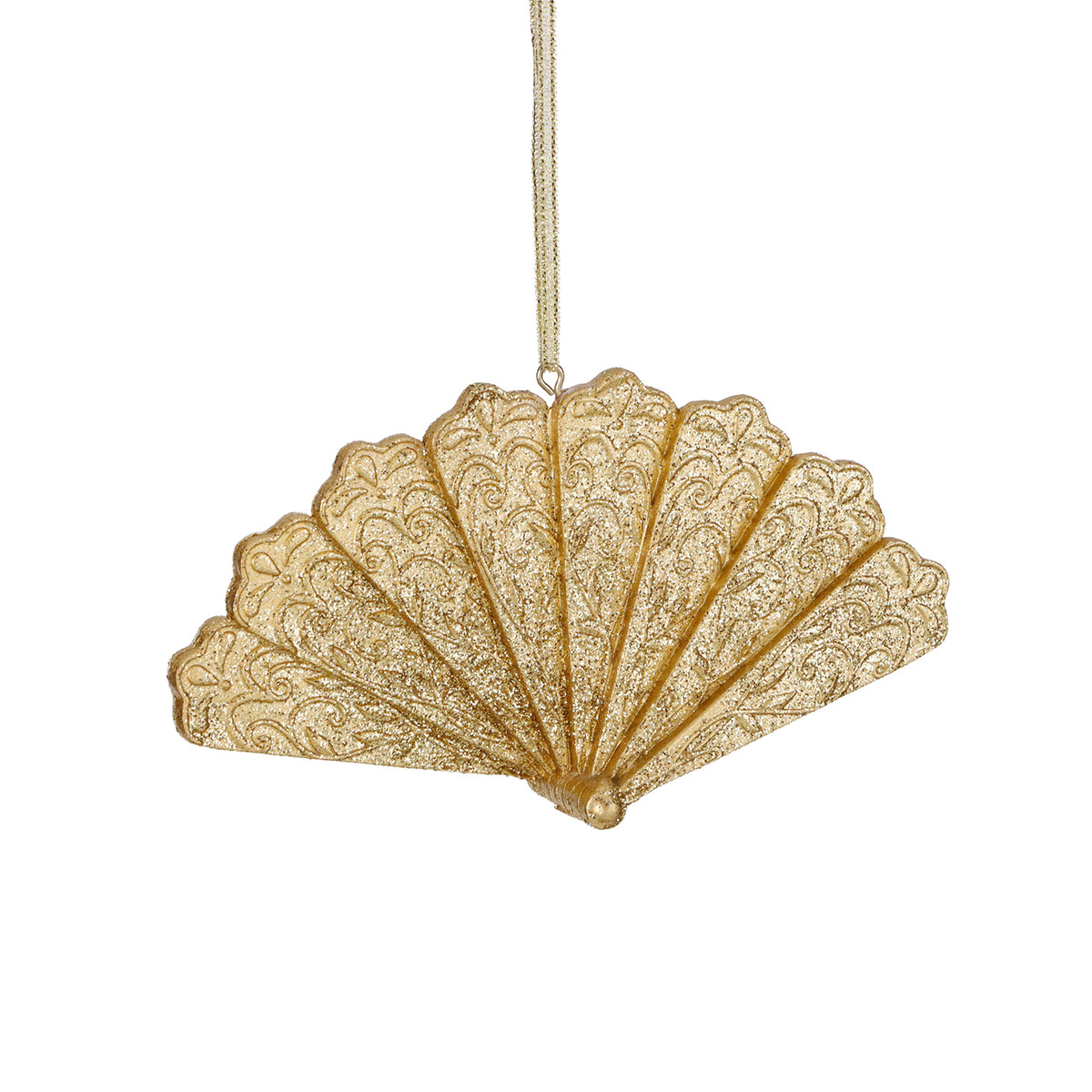 Ornament evantai deschis în stil rococo, auriu, 16,5 cm