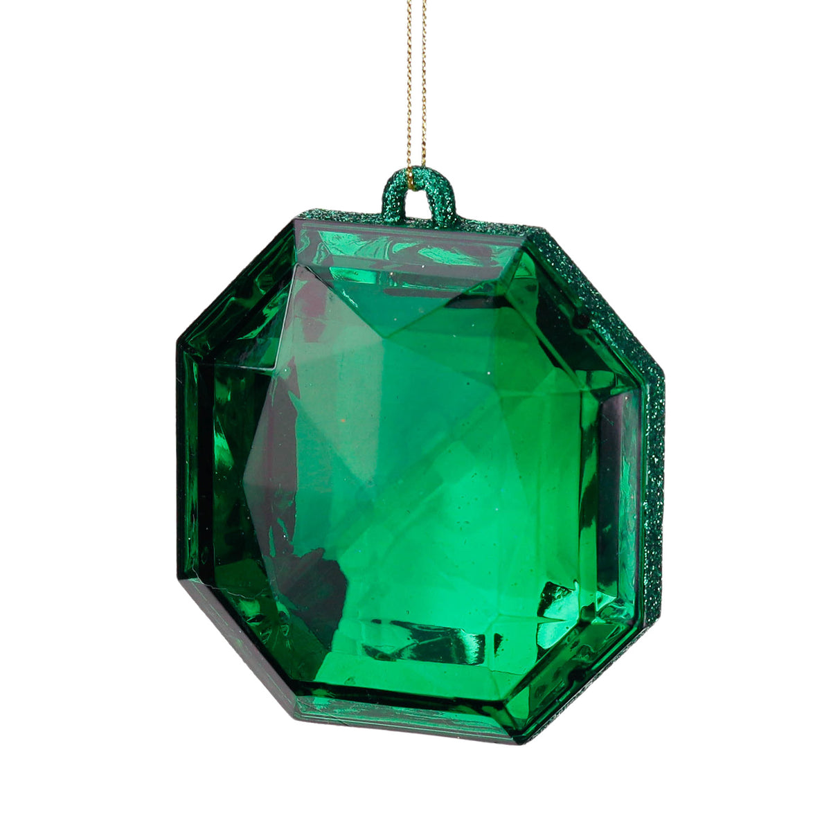 Ornament fațetat cu aspect de bijuterie, verde, 10 cm