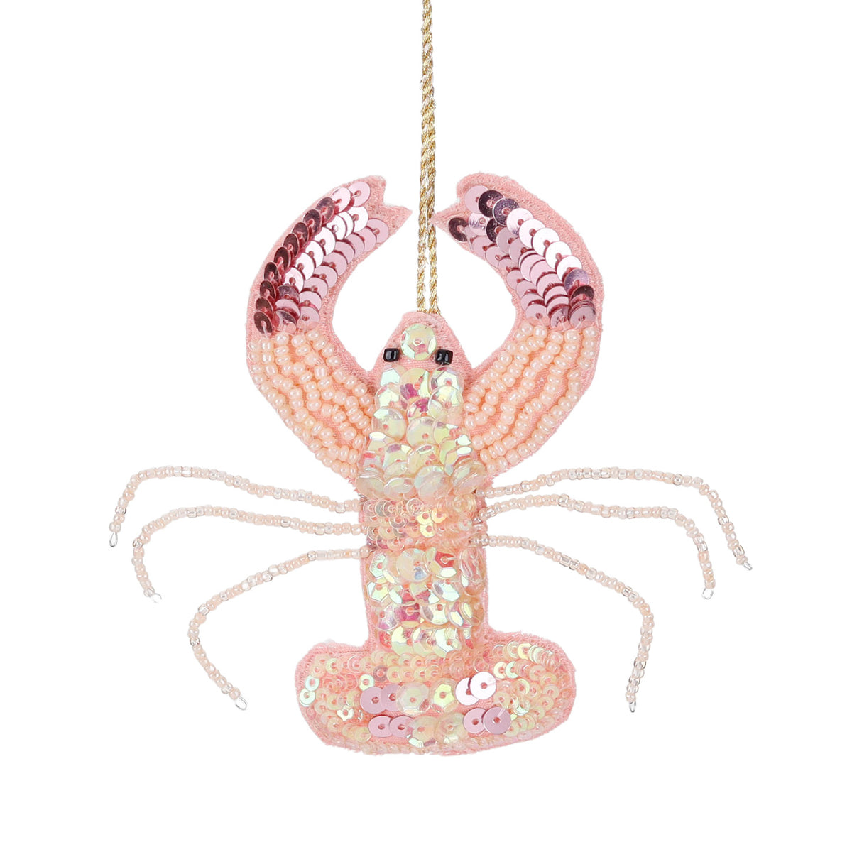 Ornament homar din textil cu paiete, mov/roz, 12 cm