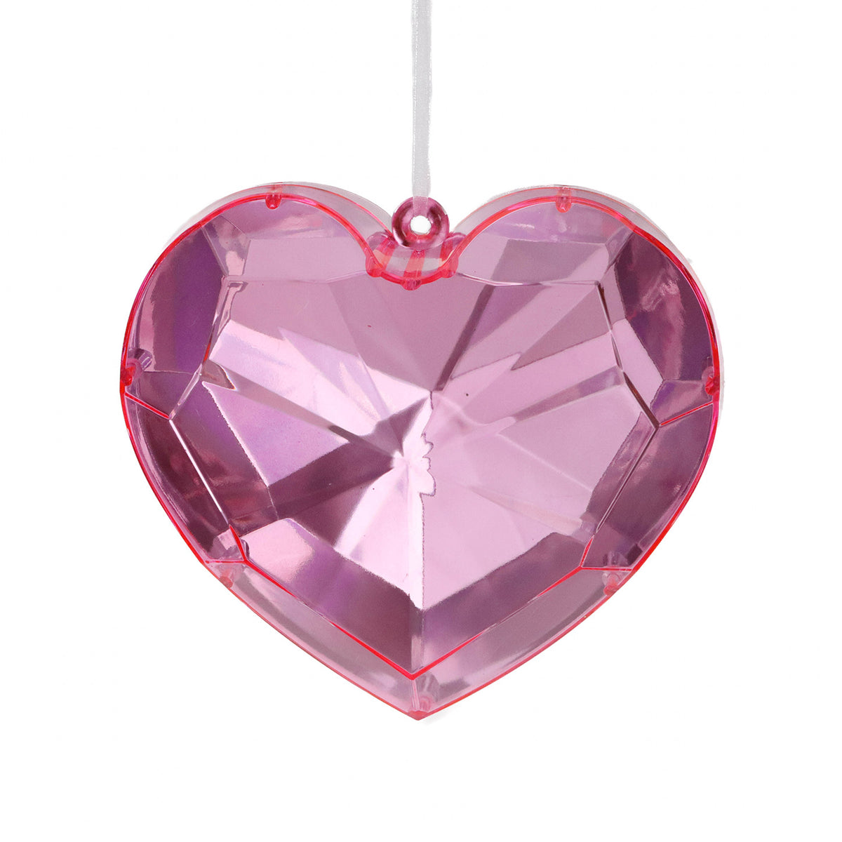 Ornament inimă fațetată cu pietre, roz deschis, 15 cm