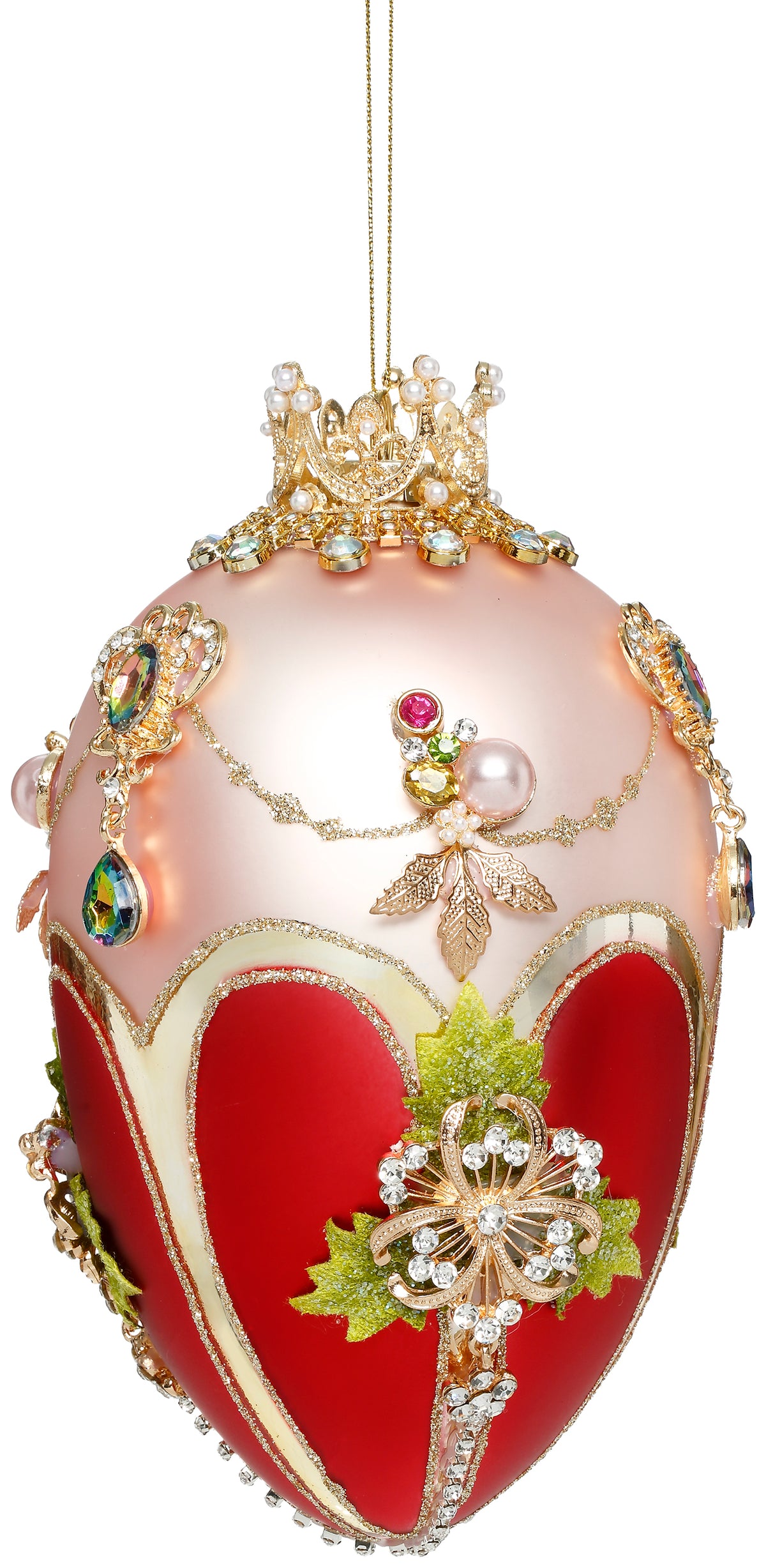 Ornament ou Fabergé cu bijuterii, roz/zmeură, 18 cm