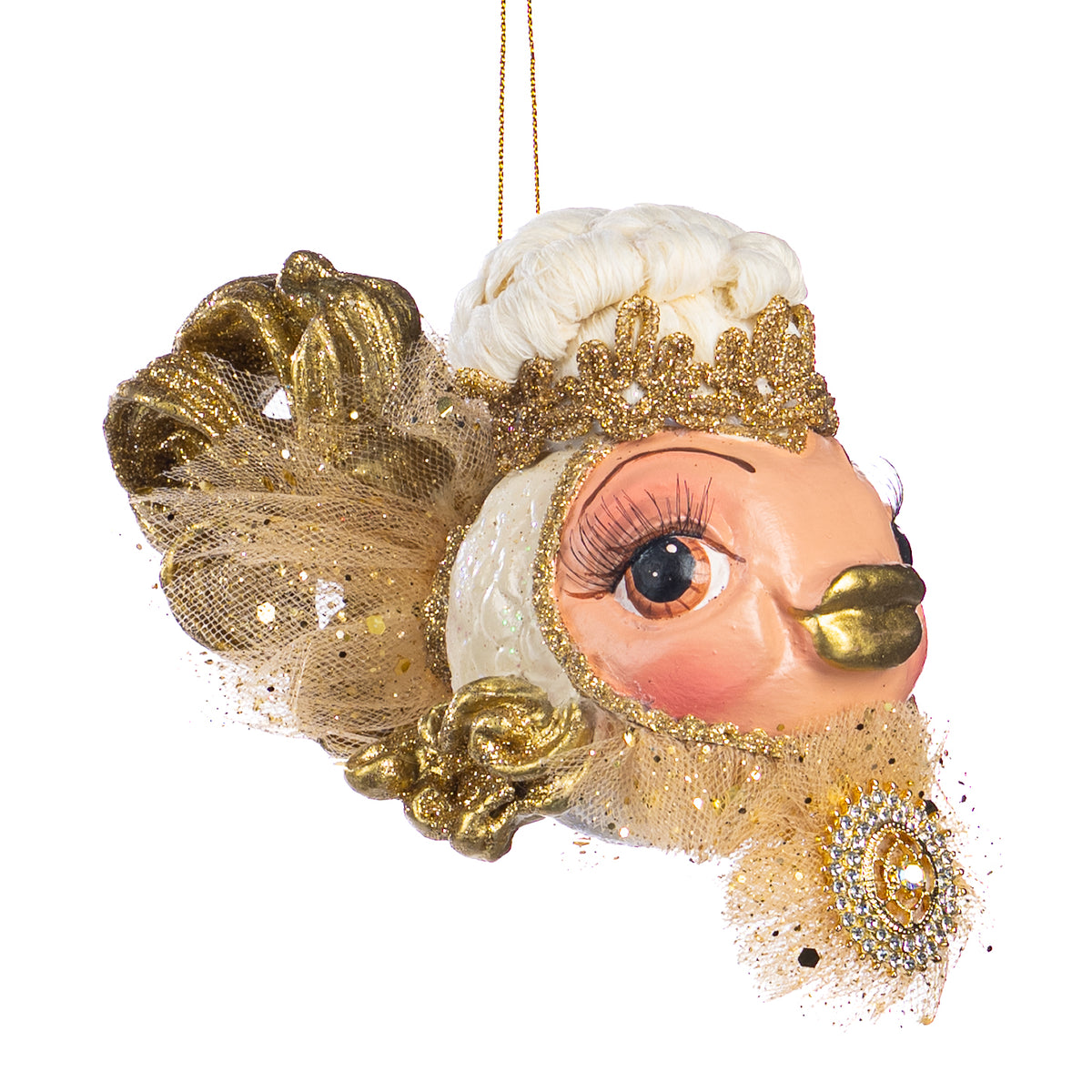 Ornament pește-balon în stil baroc, auriu, 15 cm