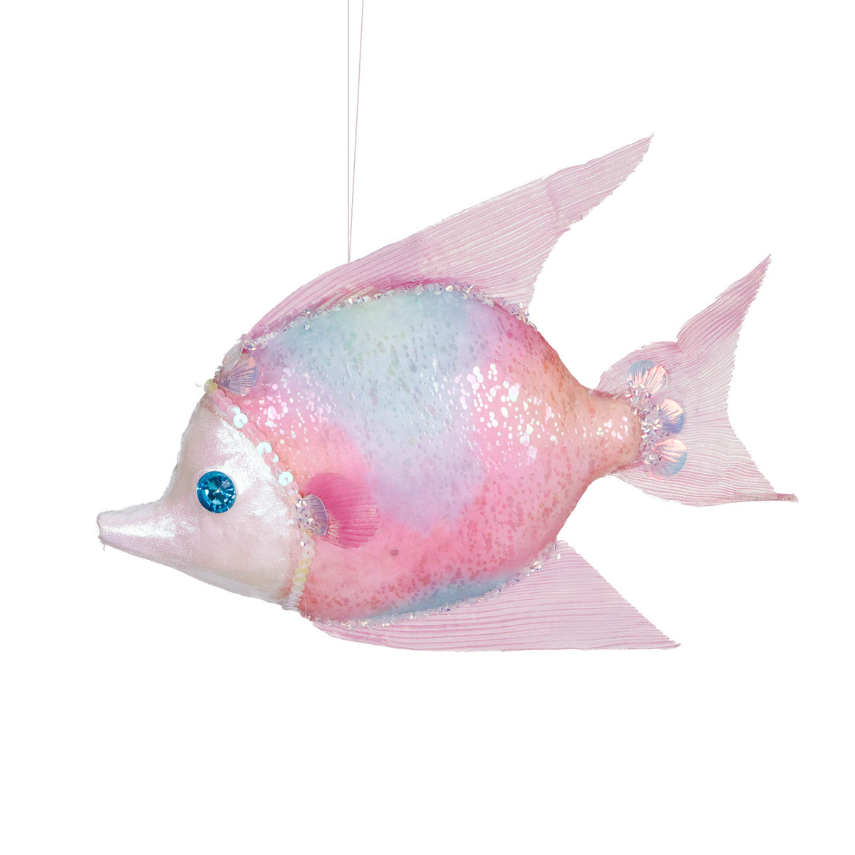 Ornament pește din textil cu degrade, multicolor, 27 cm