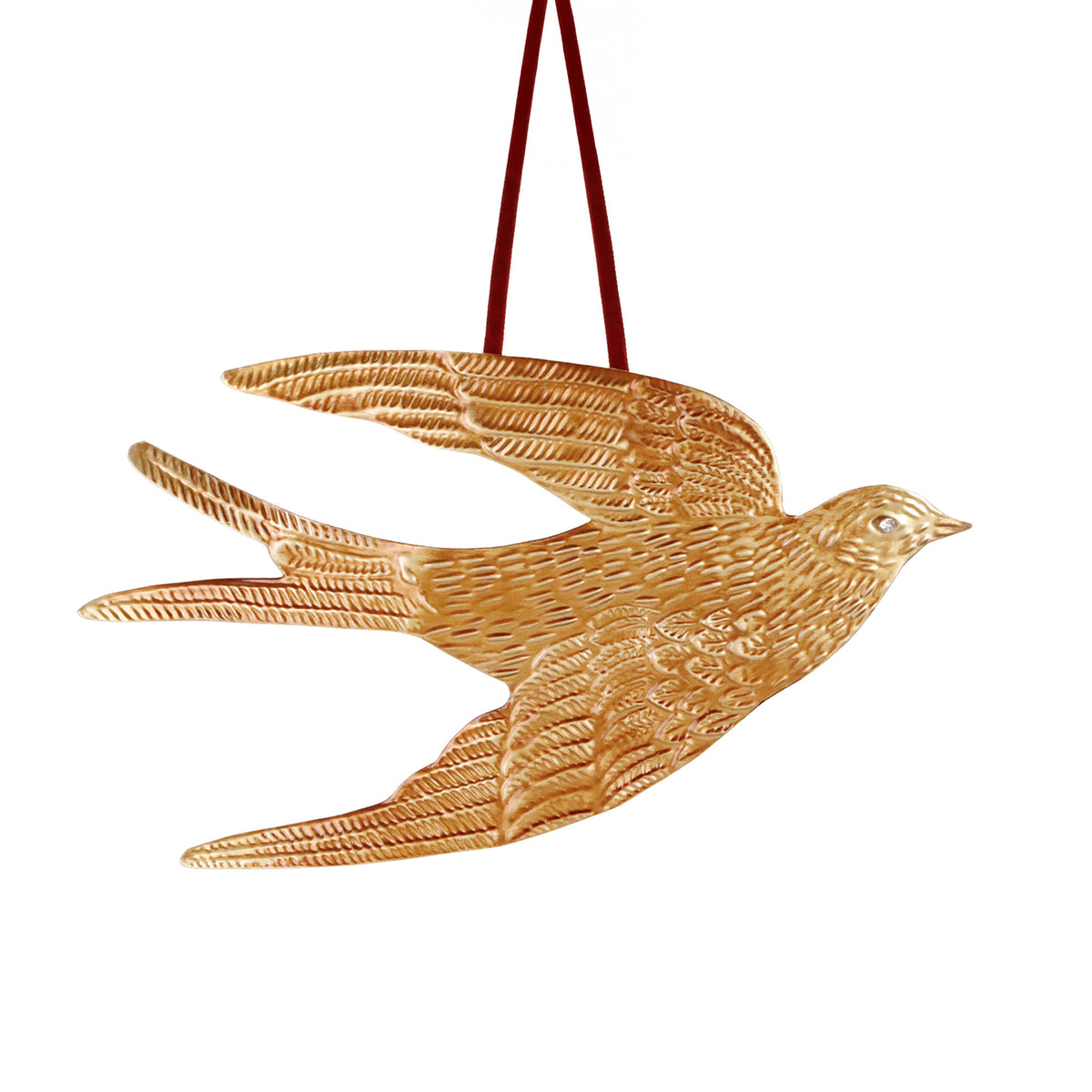 Ornament rândunică din metal cu pietre, auriu, 28 cm
