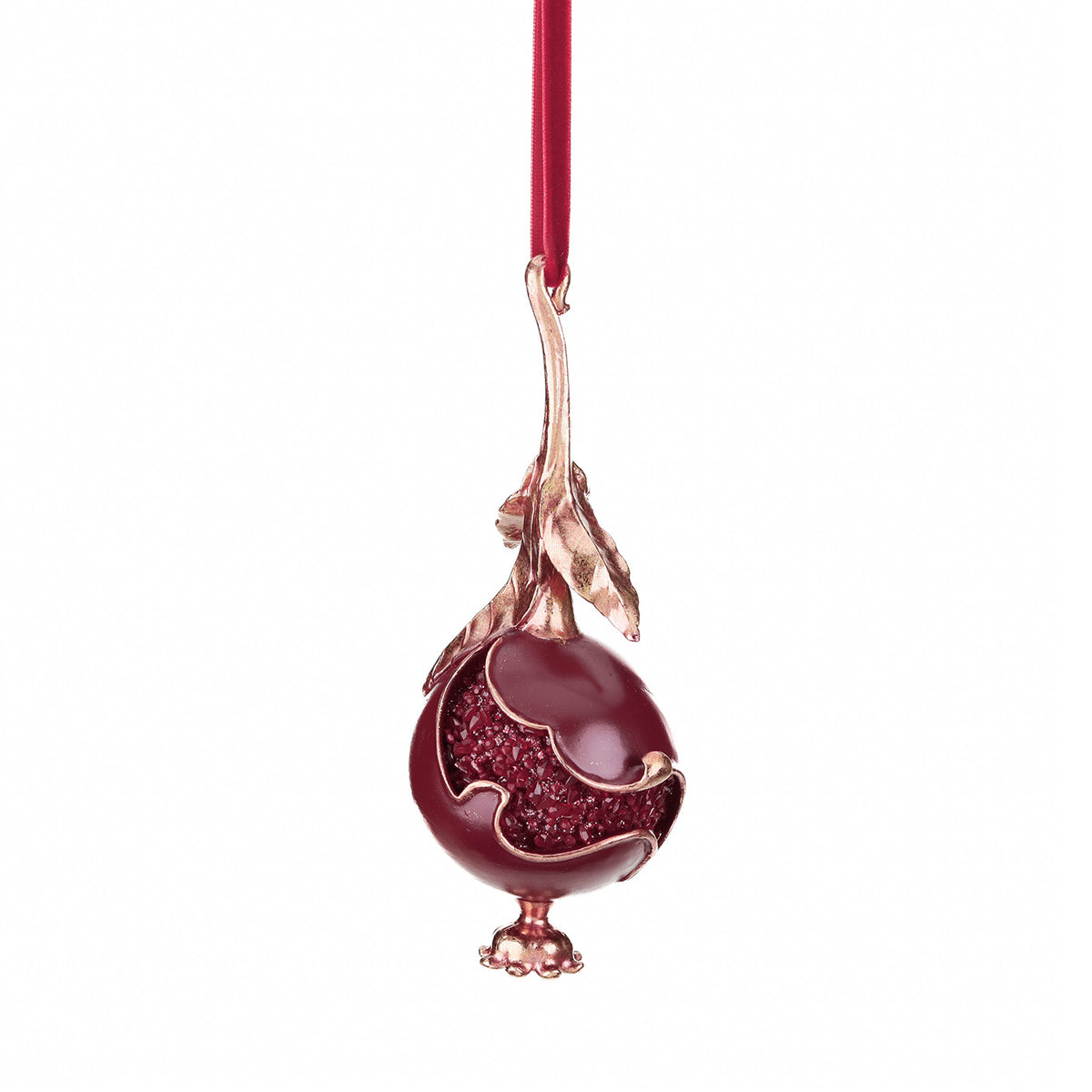 Ornament rodie deschisă cu pietre, burgund/arămiu, 17 cm