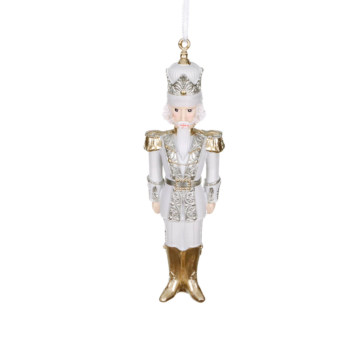 Ornament spărgător de nuci, alb/șampanie/auriu, 16 cm
