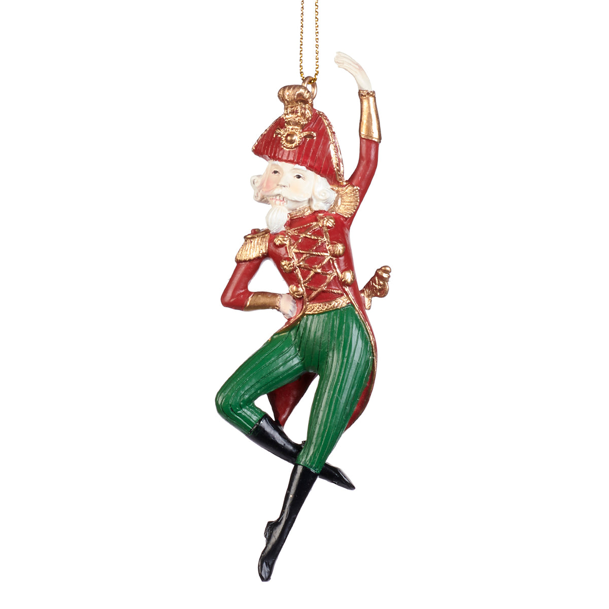 Ornament spărgător de nuci dansator, roșu/verde, 13,5 cm
