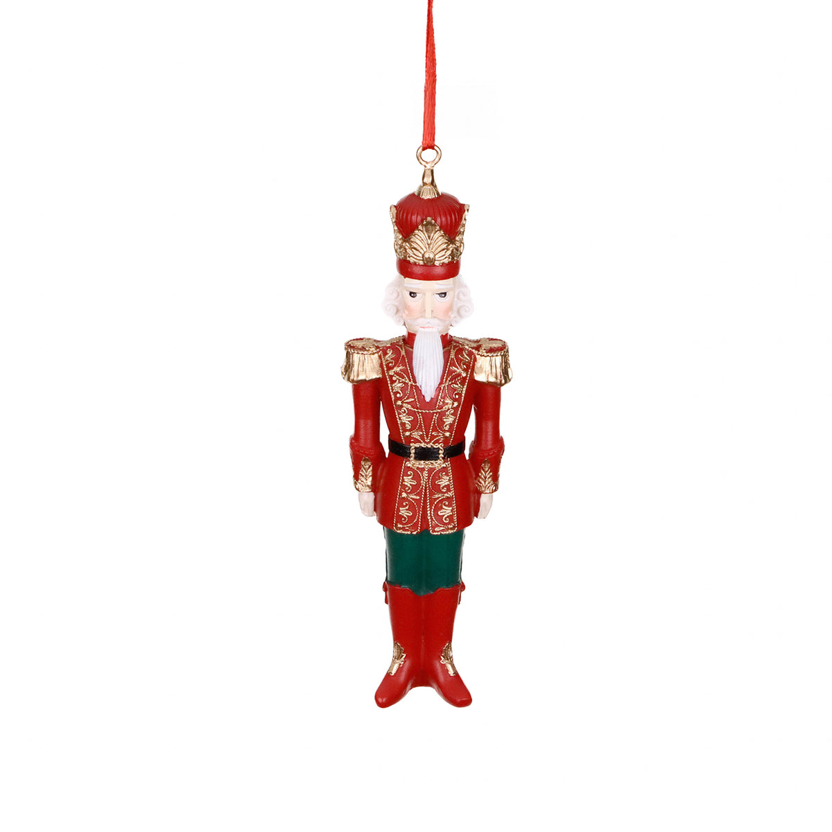 Ornament spărgător de nuci, roșu/verde/auriu, 16 cm