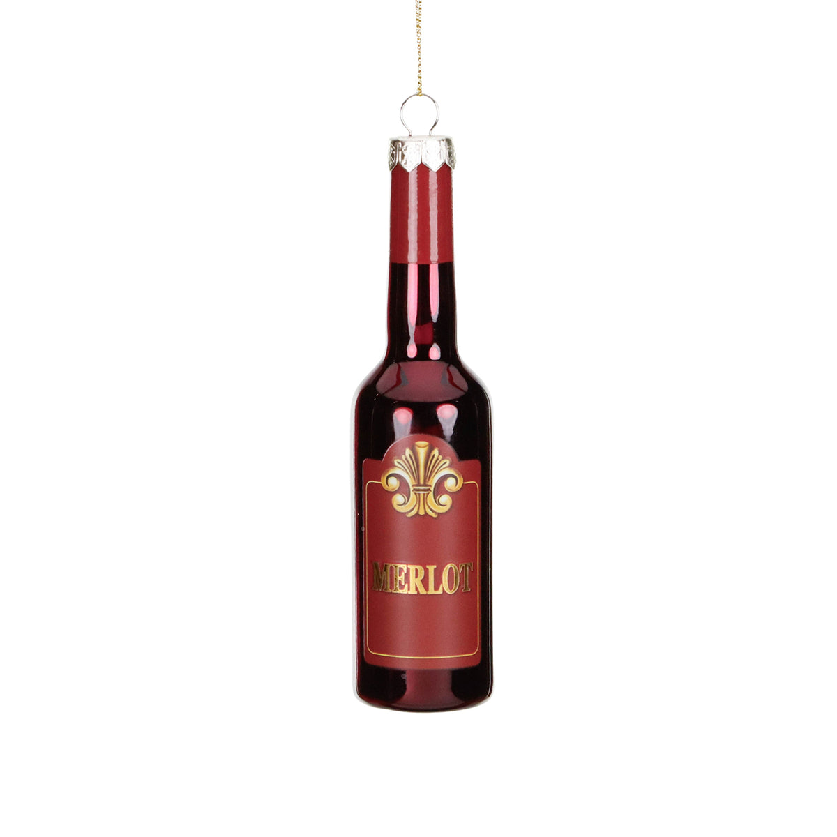 Ornament sticlă de vin Merlot din sticlă, roșu/burgund/negru, 15 cm