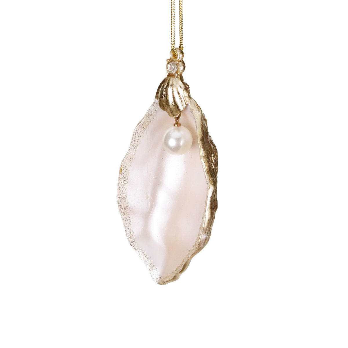 Ornament stridie cu perle pandantiv, șampanie/auriu/crem, 13 cm