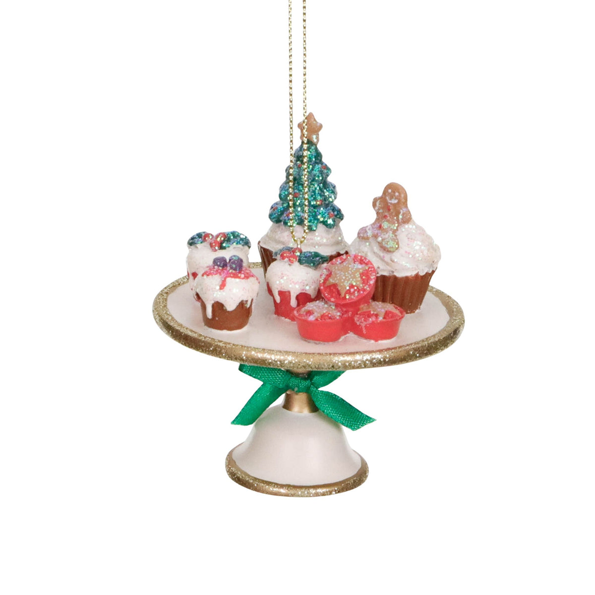 Ornament suport de tort cu dulciuri, crem/roșu, 9 cm