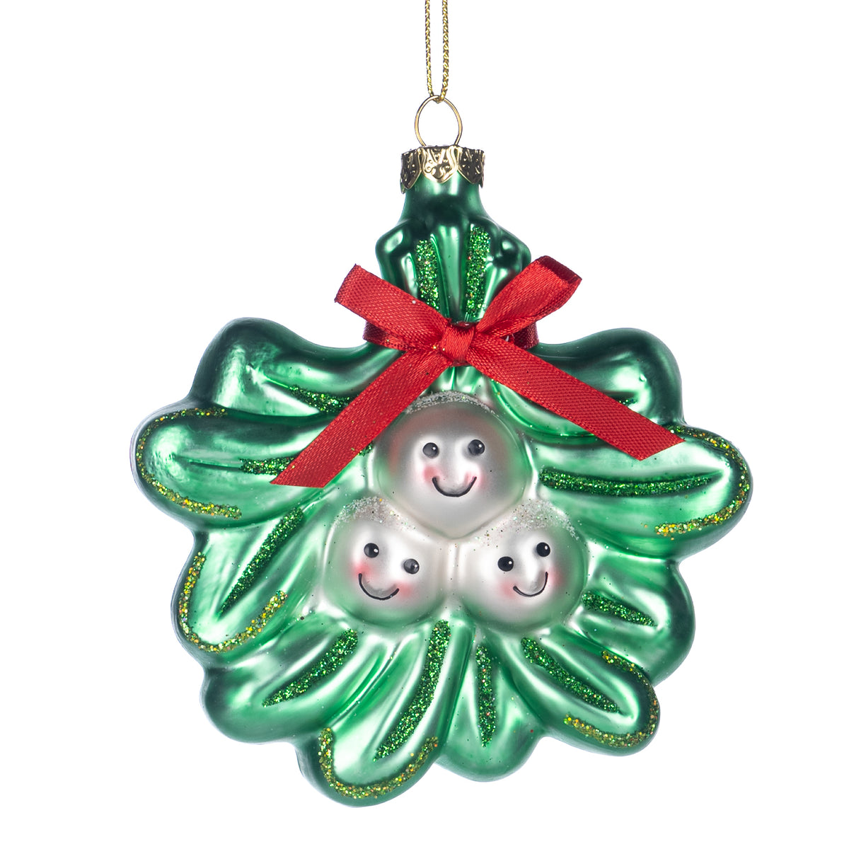 Ornament vâsc zâmbitor din sticlă, verde/roșu/alb, 10 cm