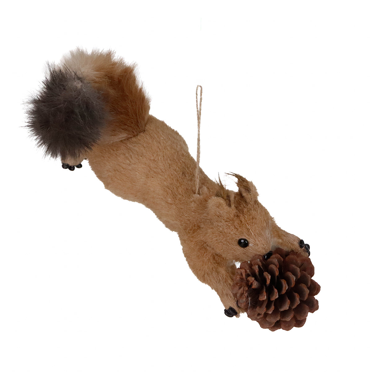 Ornament veveriță-zână în salt, din blăniță, maro, 31 cm