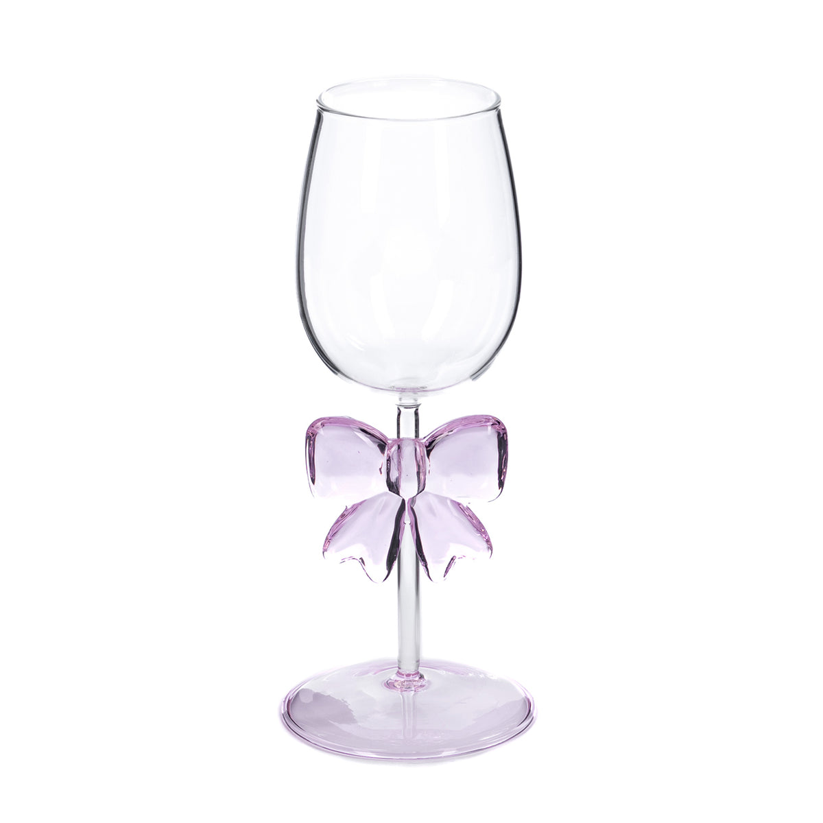 Pahar de vin din sticlă cu fundă, transparent/roz, 22,5 cm