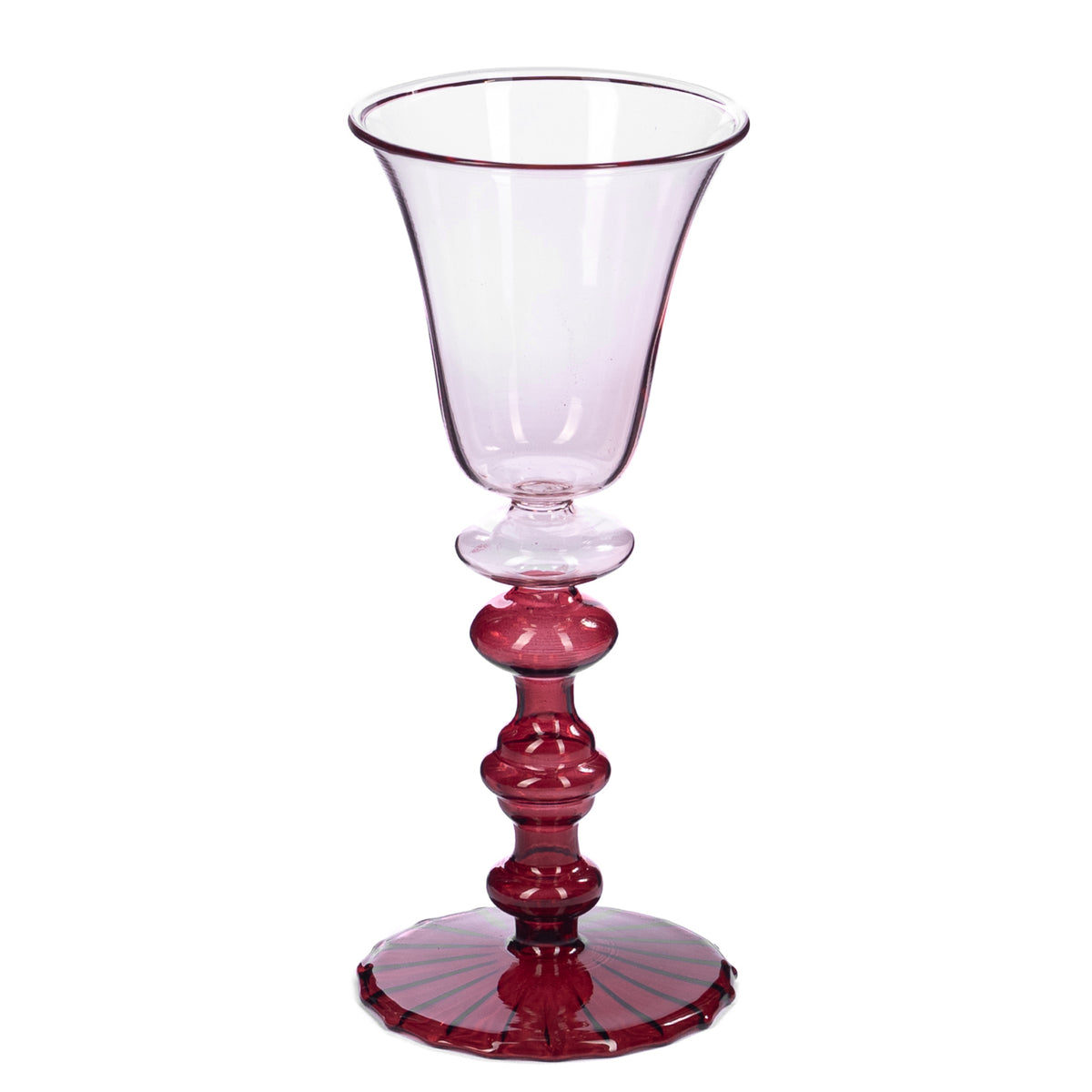 Pahar din sticlă bicoloră, burgund/roșu/roz, 18,5 cm