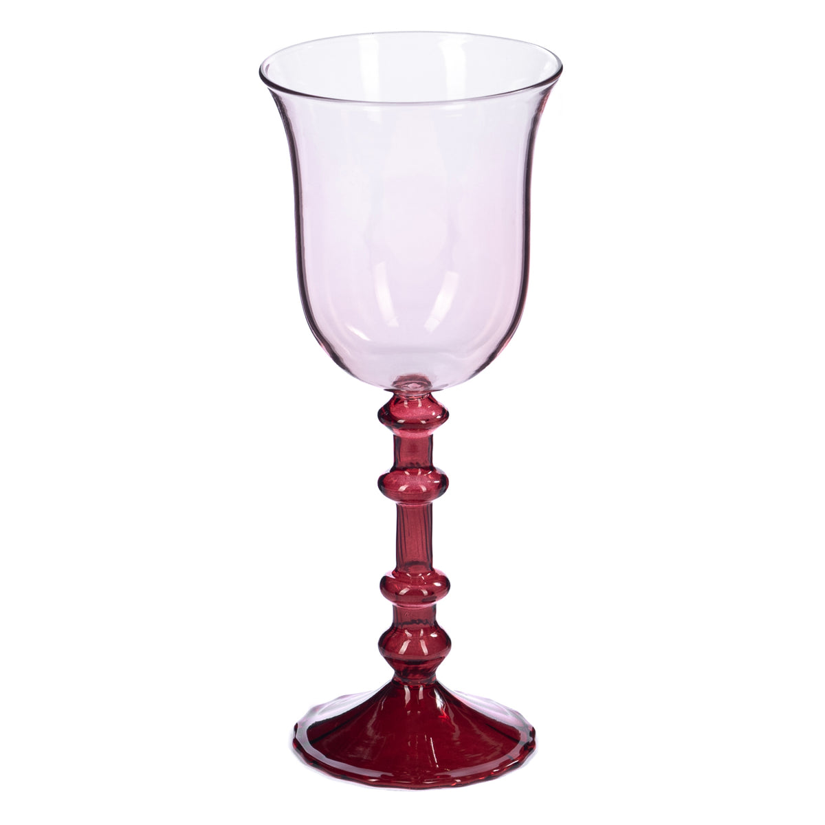 Pahar din sticlă bicoloră, burgund/roșu/roz, 21 cm