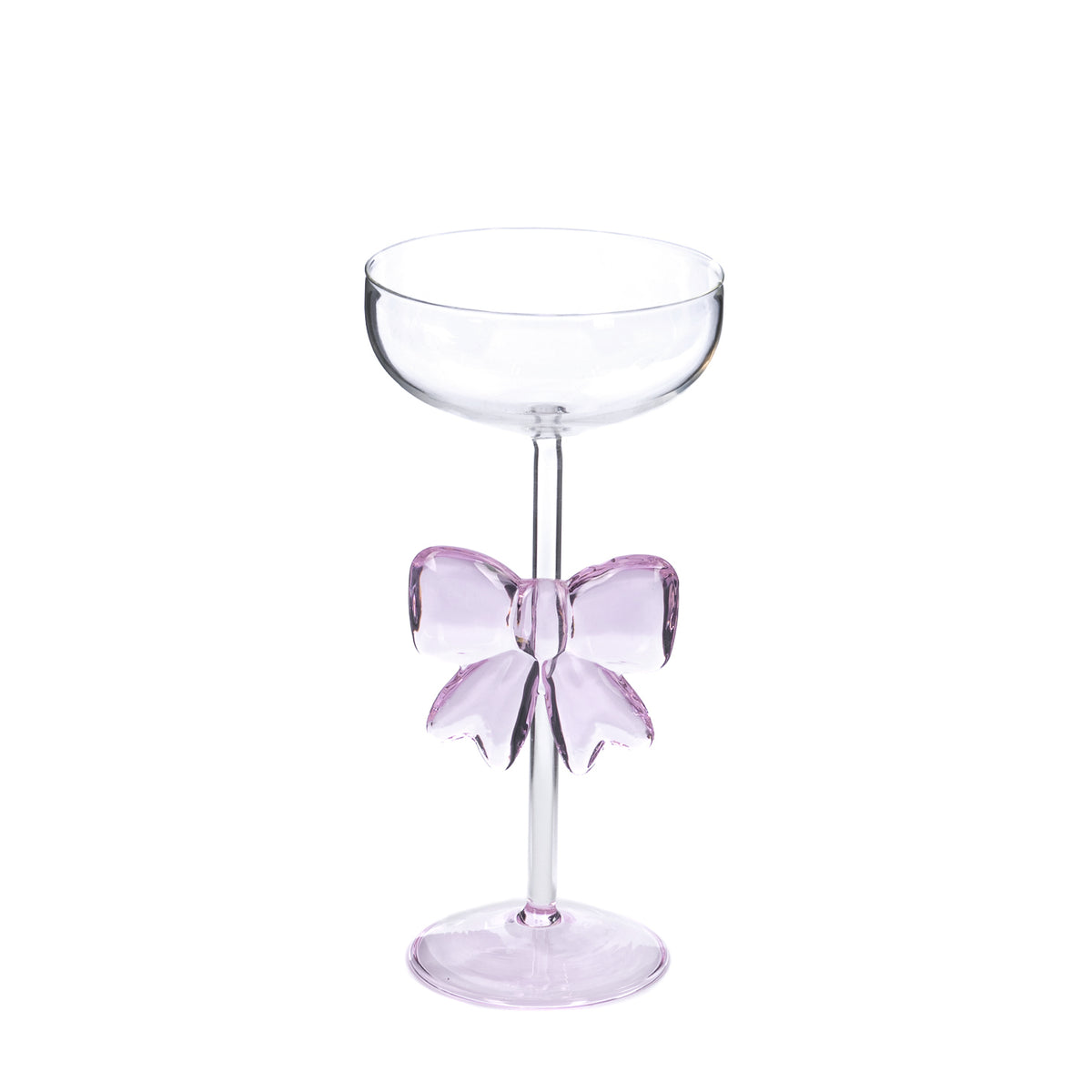 Pahar larg din sticlă cu fundă, transparent/roz, 19,5 cm