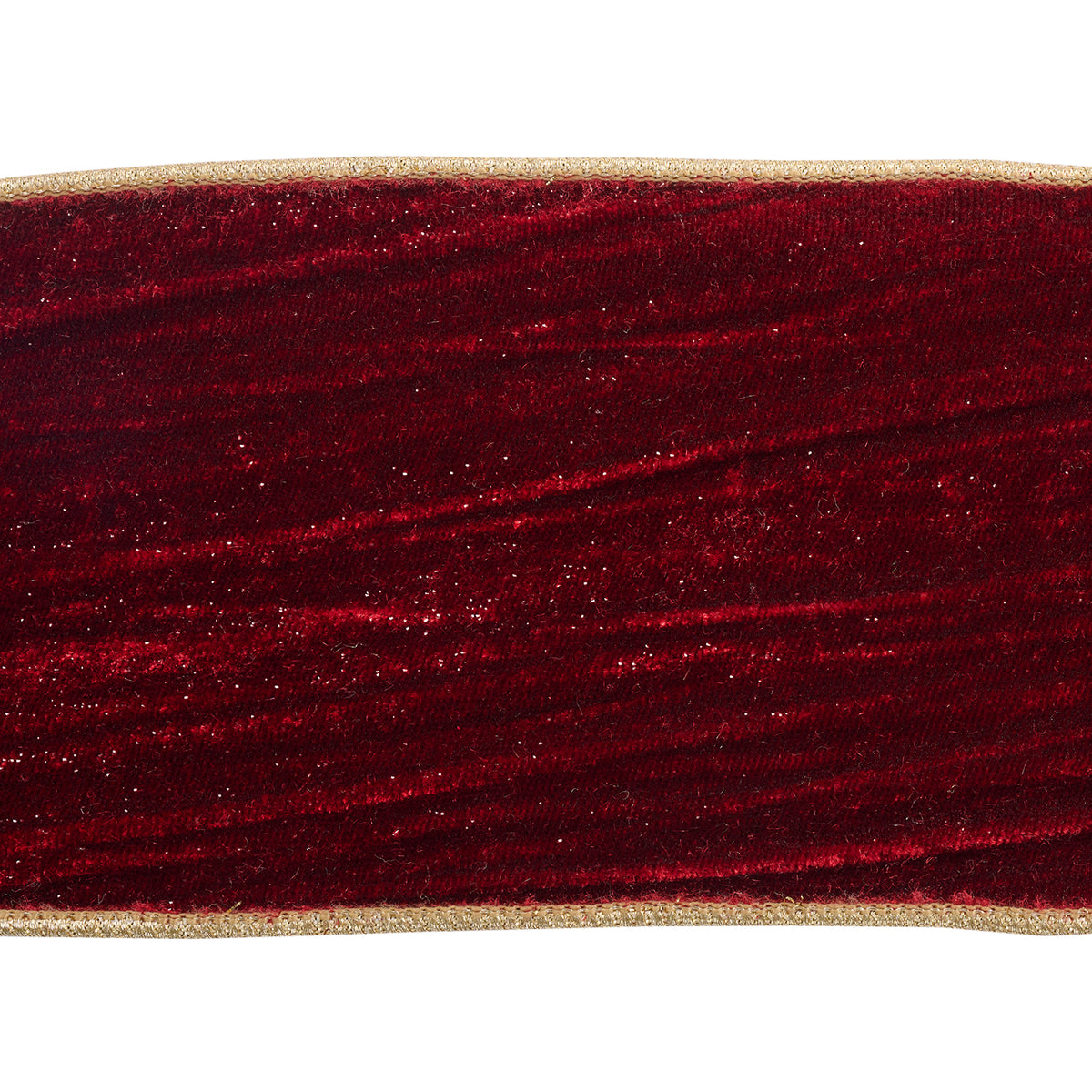 Panglică din catifea și dupion metalizat, cu sclipici, burgund/auriu, 10 cm x 4,57 m