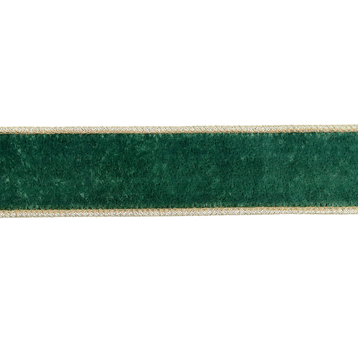 Panglică din catifea și dupion, verde/auriu, 3,8 cm x 9,14 m