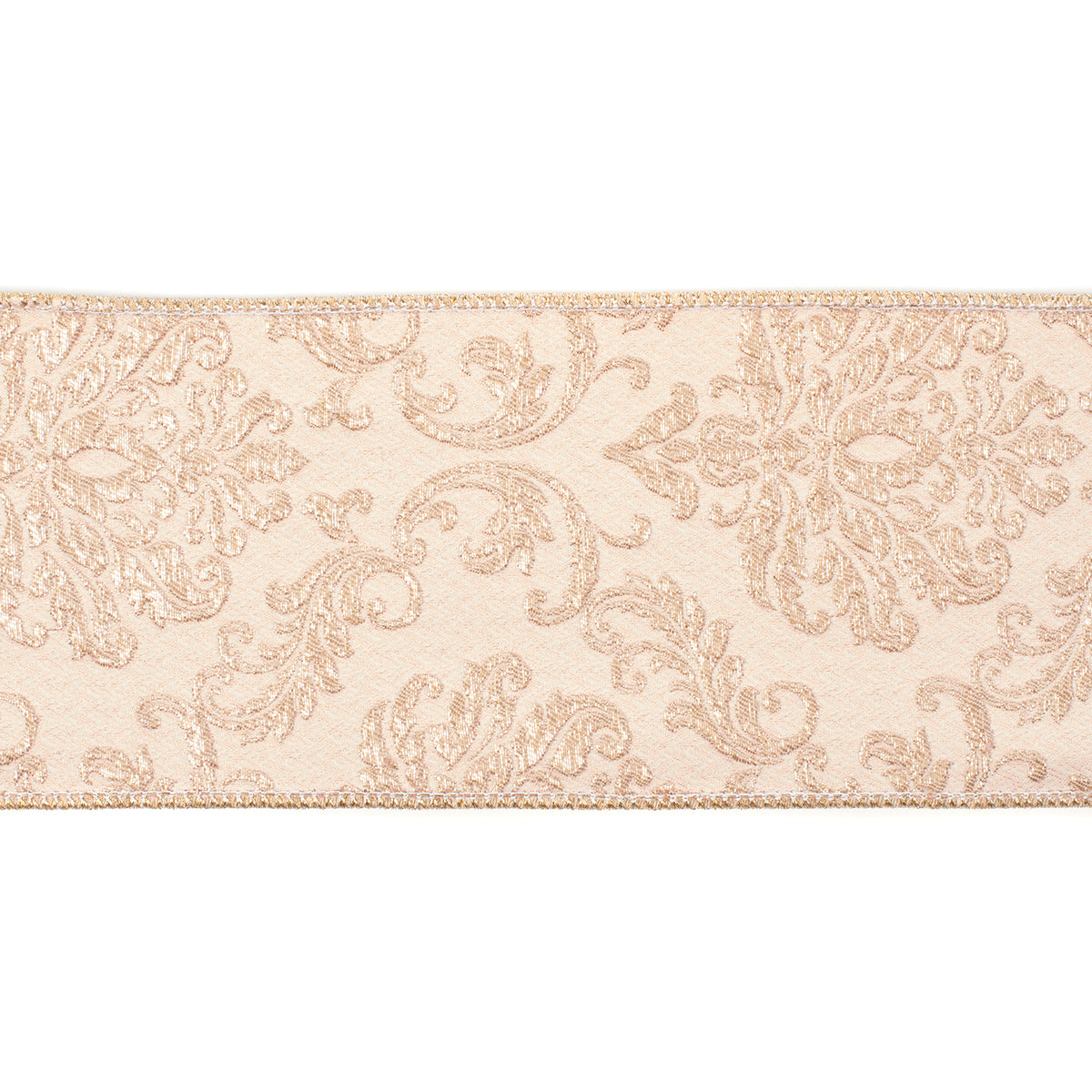 Panglică jacquard, crem/auriu, 10 cm x 9,14 m