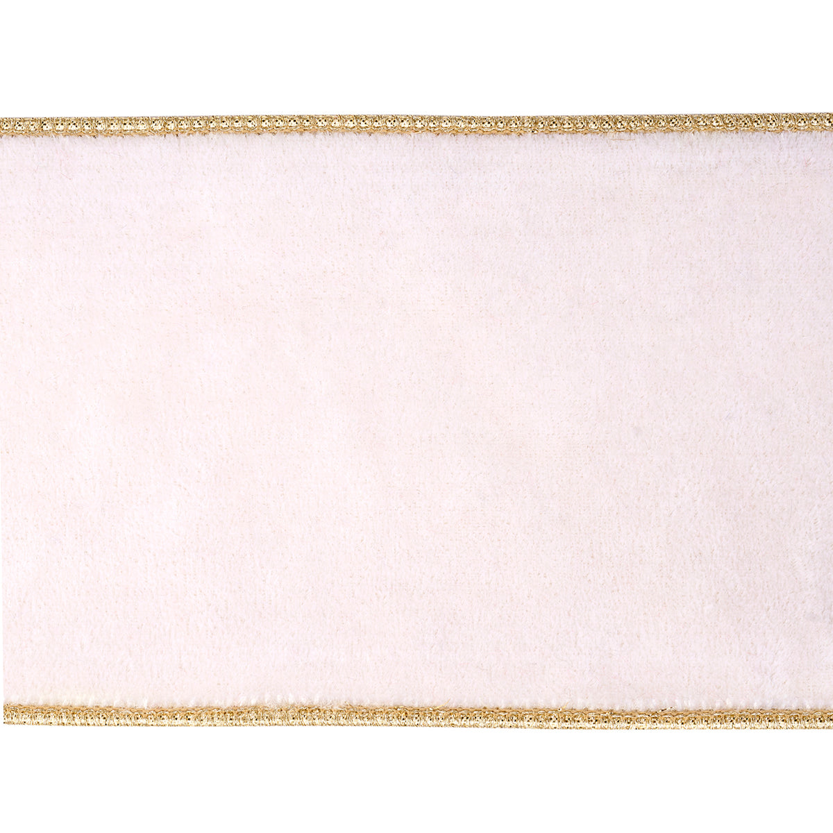 Panglică Sheldon din catifea și dupion metalizat, crem/auriu, 10 cm x 4,57 m
