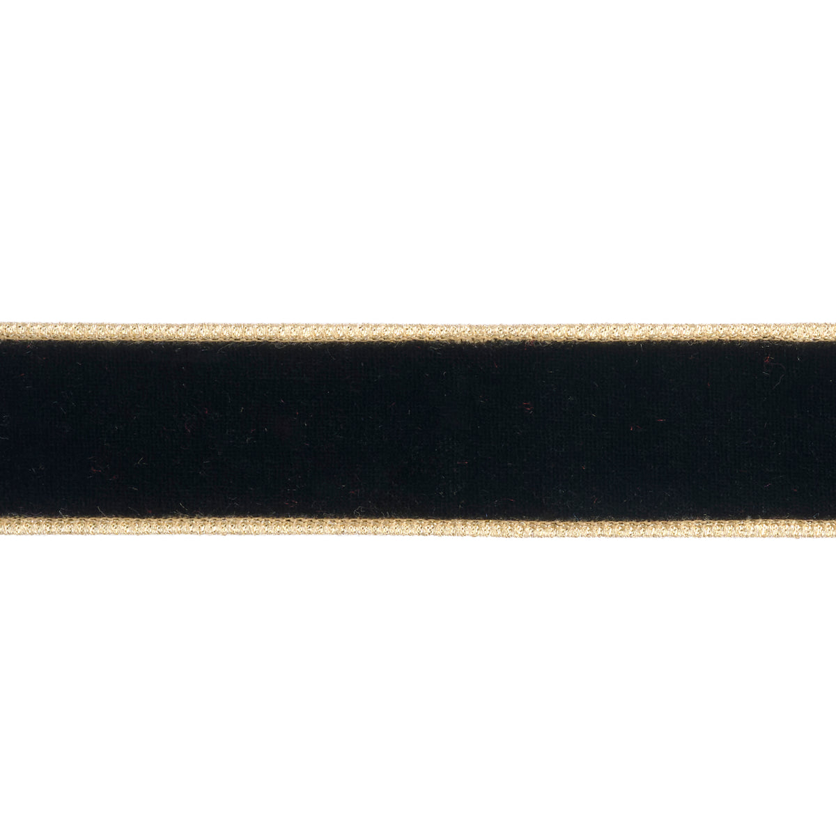 Panglică Sheldon din catifea și dupion metalizat, negru/auriu, 3,8 cm x 9,14 m